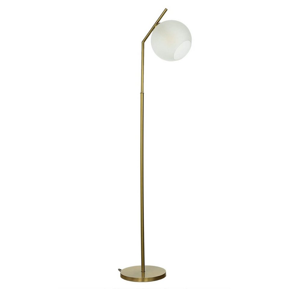 Licht-Erlebnisse Stehlampe TRIVIA, ohne Leuchtmittel, Stehleuchte Echt- Messing in Bronze Weiß Vintage Design handgefertigt