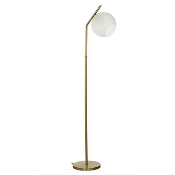 Licht-Erlebnisse Stehlampe TRIVIA, ohne Leuchtmittel, Stehleuchte Echt-Messing in Bronze Weiß Vintage Design handgefertigt
