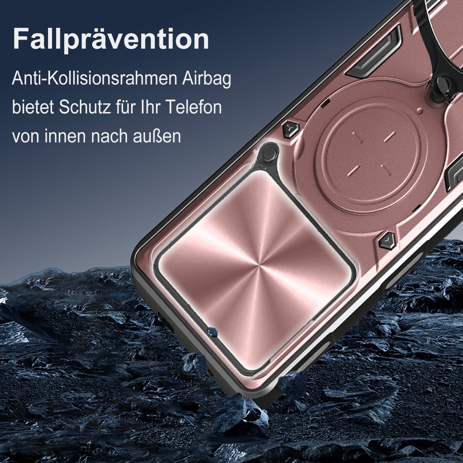 betterfon Handyhülle für ZTE Blade Hülle mit Slide Kameraschutz Ringhalter, Outdoorhülle mit Smartstand, Silikonkern & präziser Passform – Bild 4 von 5