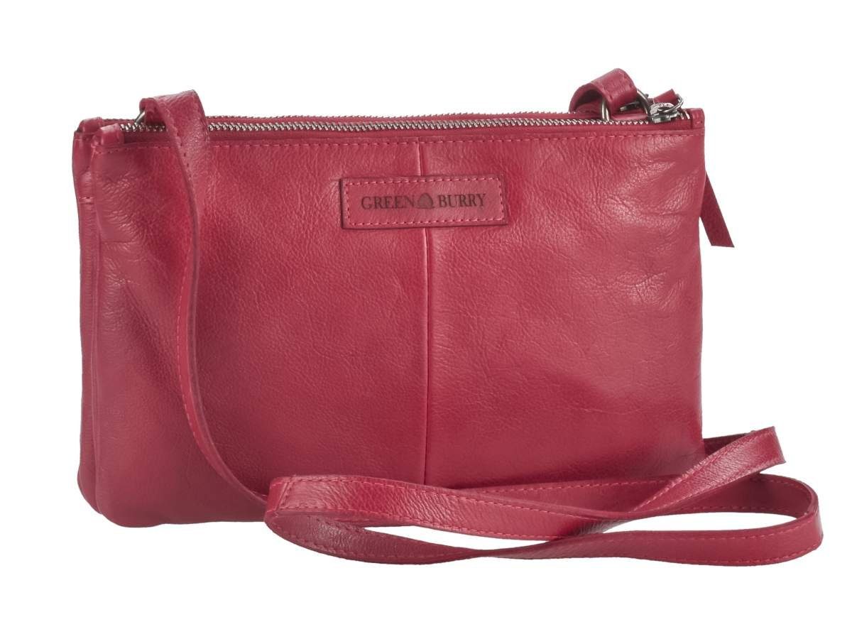 Umhängetasche Washed, einzelnen Greenburry Schultertasche red 2 Soft mit 25x16cm Reißverschlussfächern