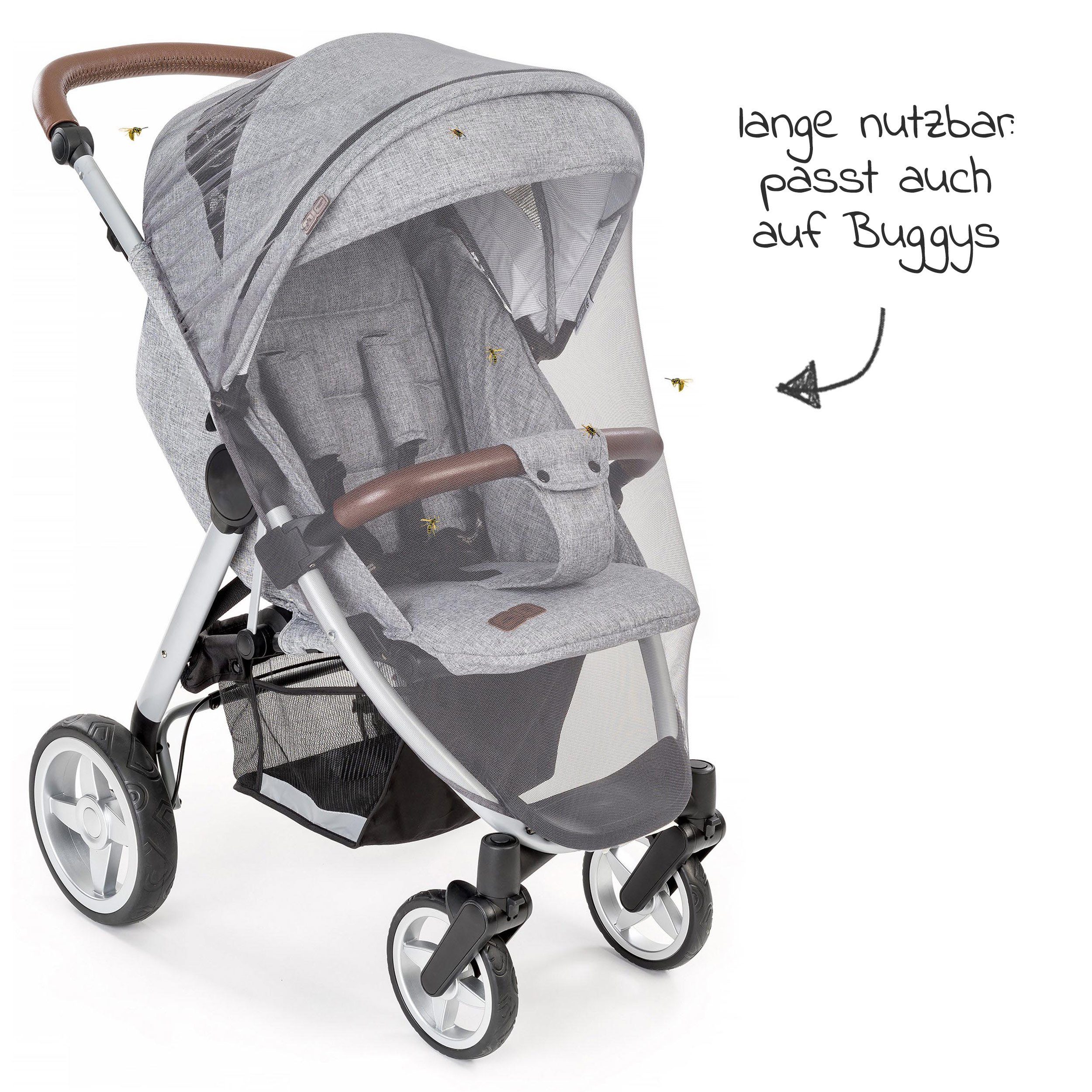 Zamboo Kinderwagenschirm 3-teiliges Sommer- & Schutzset, für Kinderwagen mit Sonnensegel, Insektenschutz & Getränkehalter