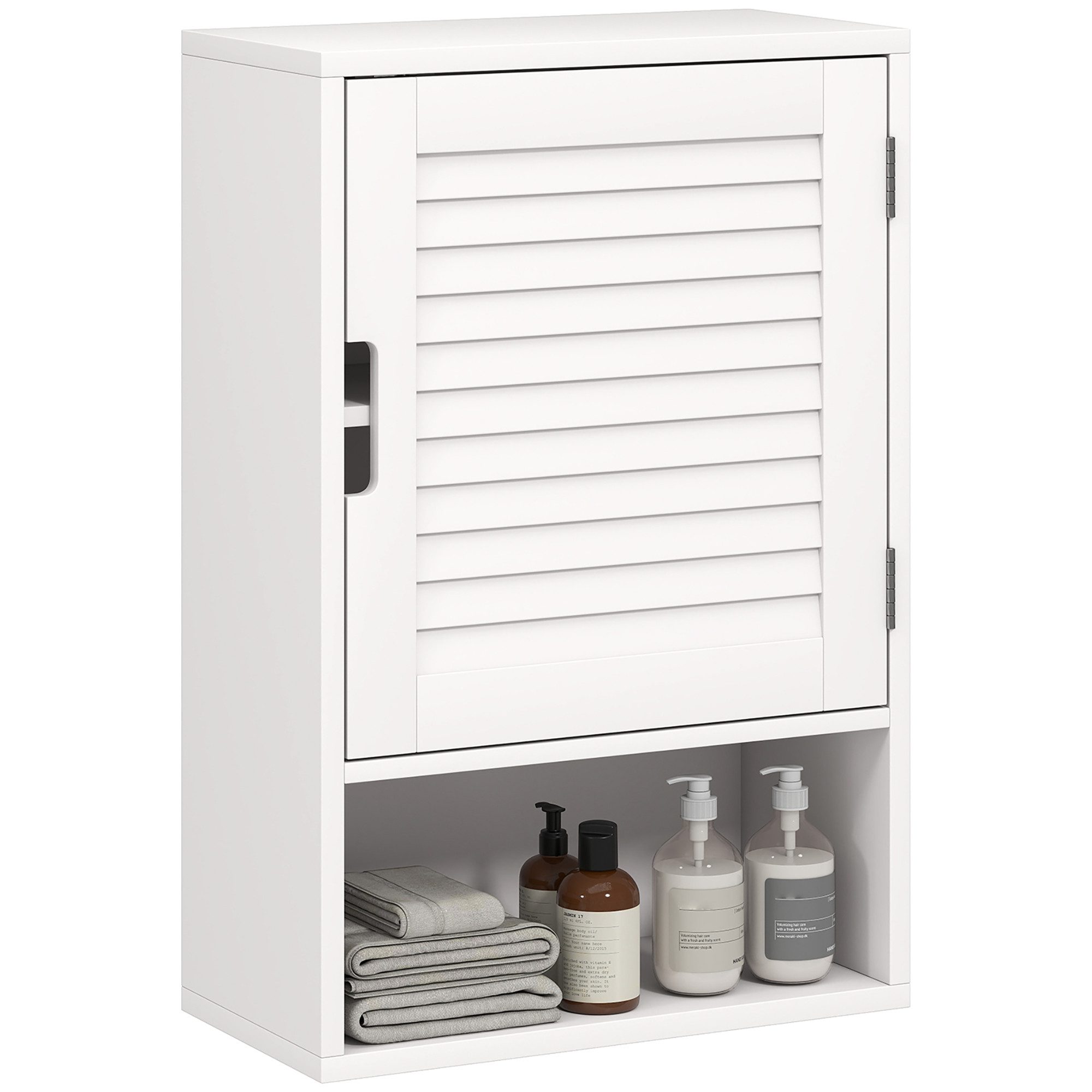 HOMCOM Hängeschrank Wandmontierter Badezimmerschrank (Wandschrank, 1-St., Badschrank) 3-fach verstellbares Regal, Weiß