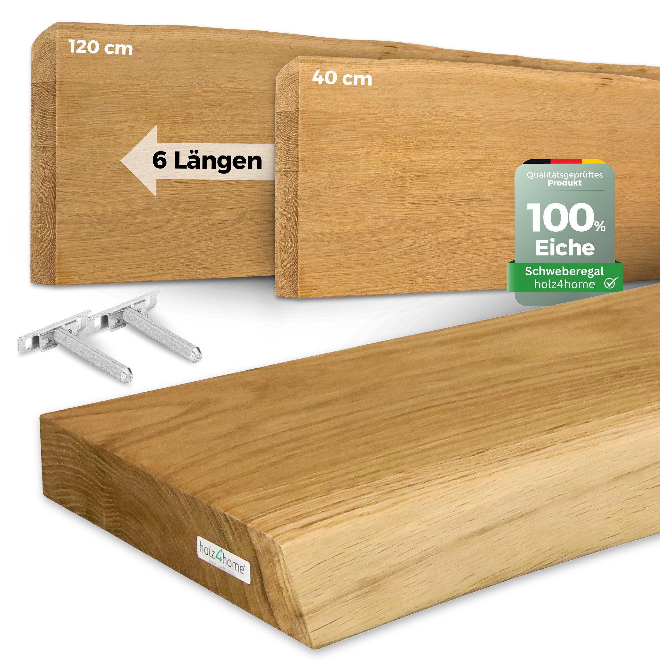 holz4home® Wandregal aus Massivholz Eiche Natur I Schwebendes Regal I Unsic günstig online kaufen
