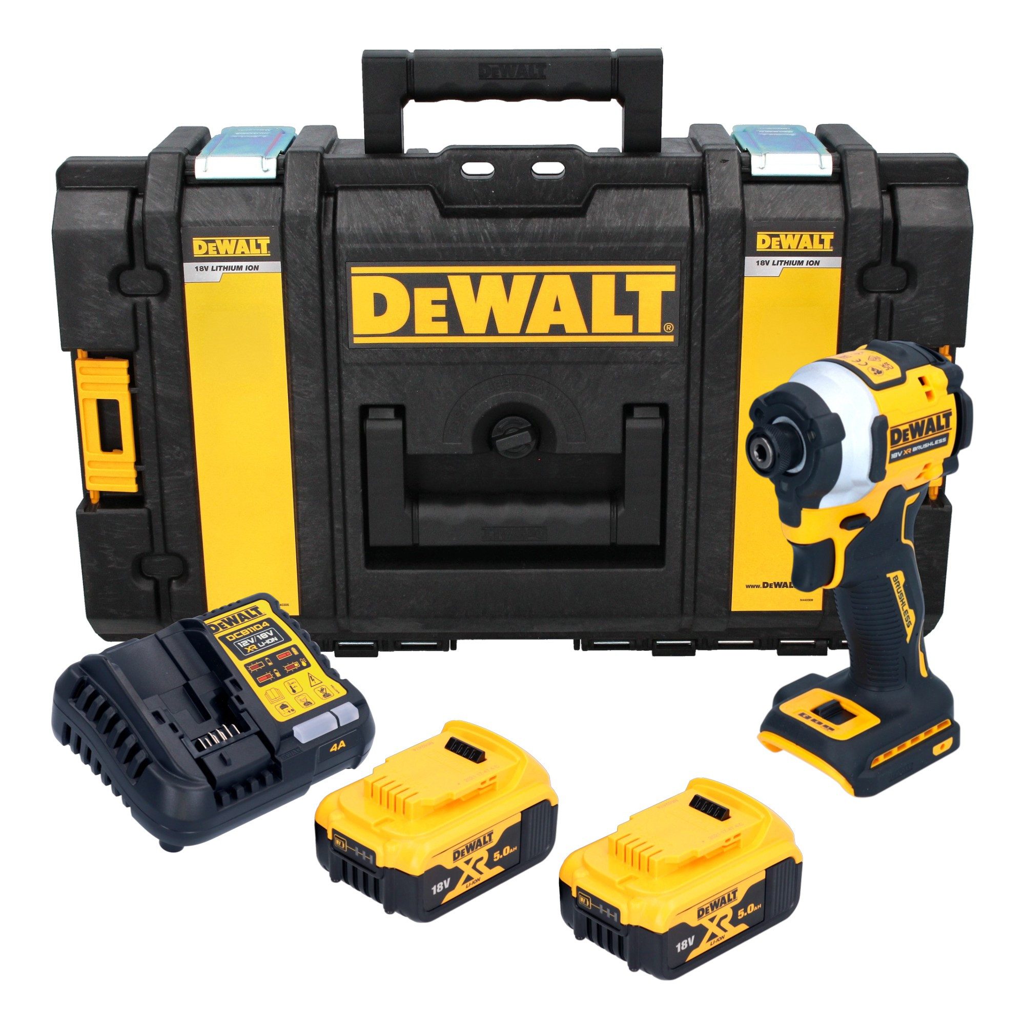 DeWalt Akku-Schlagschrauber DCF 850 P2 18 V 205 Nm 1/4" Brushless + 2x Akku 5,0 Ah + Ladegerät