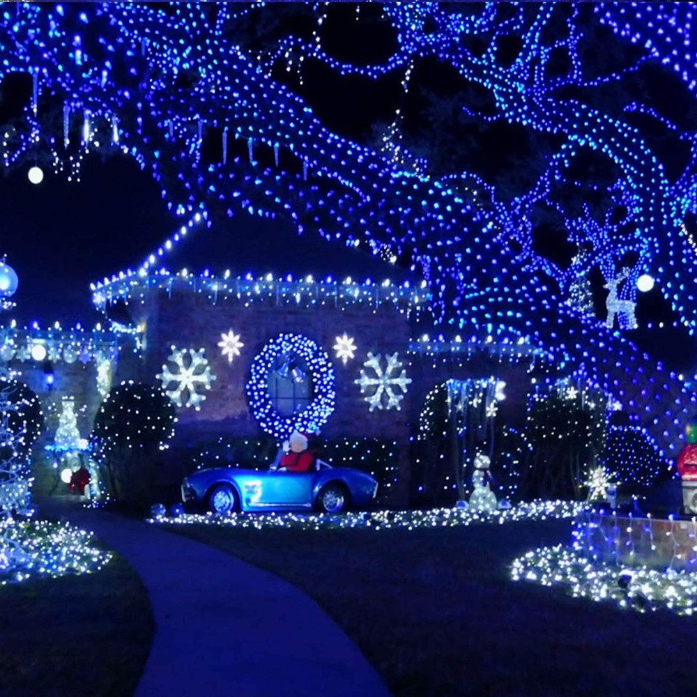 Rosnek LED-Lichterkette 10-100M, 8 Modi, für Weihnachten Party Urlaub, Hochzeit Deko; Blau Rot Grün Rosa Lila
