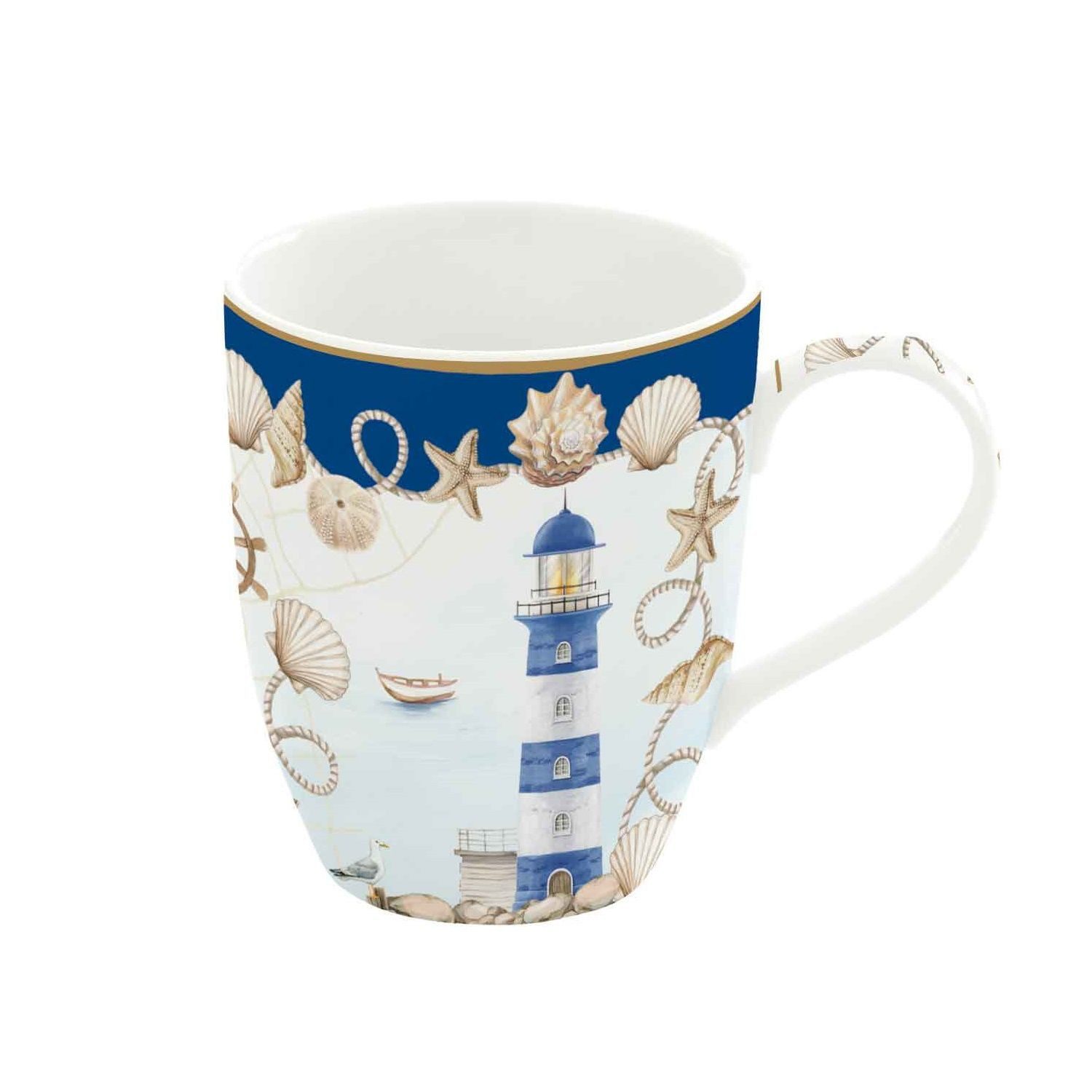 EasyLife Tasse Blue Lighthouse, Porzellan, Spülmaschinengeeignet, Mehrfarbig, Motiv: Leuchtturm