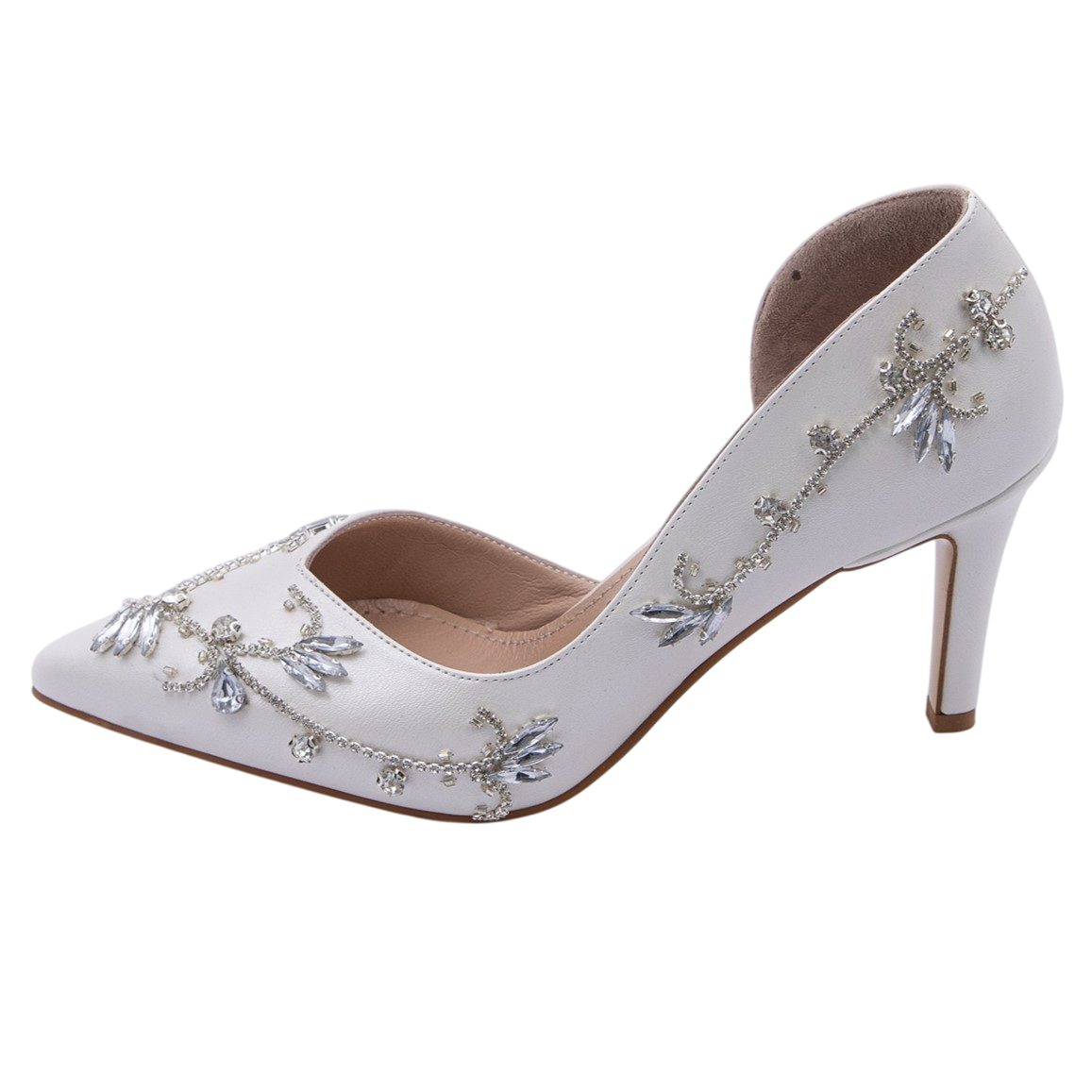 Ruxene Pumps/Hochzeit,Date,Brautschuhe,Einladung,Party/Weiß Pumps (Glänzen Sie Ihre Hochzeiten und besonderen Tage., Schick, Mutig, Romantisch und Weiblich aussehen) Einzigartiges Sonderdesign mit handgefertigten Silberstein-Details