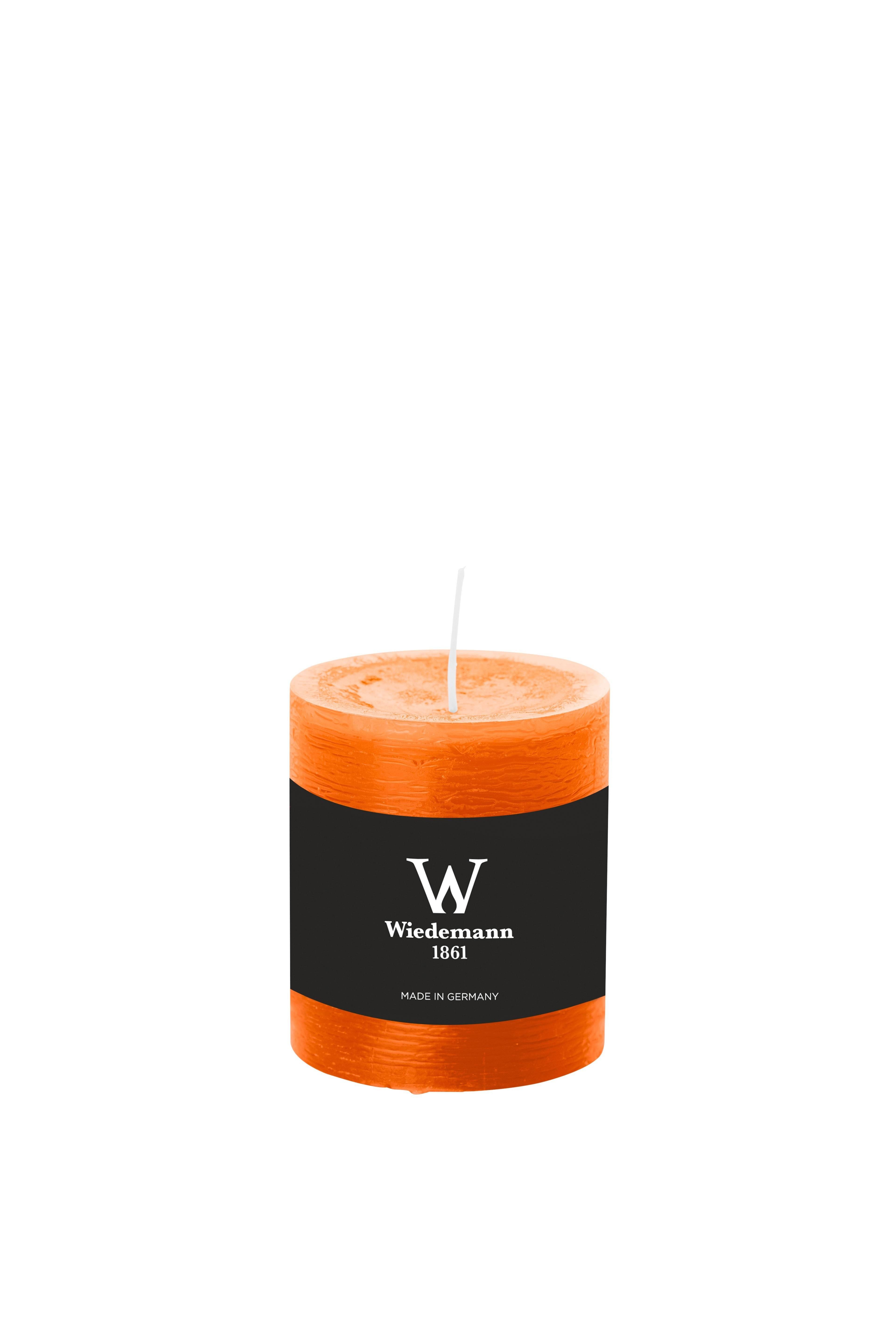 INNA-Glas Stumpenkerze Votivkerze Aurora, orange, 8cm, Ø 6,8cm, 34h - Made in Germany