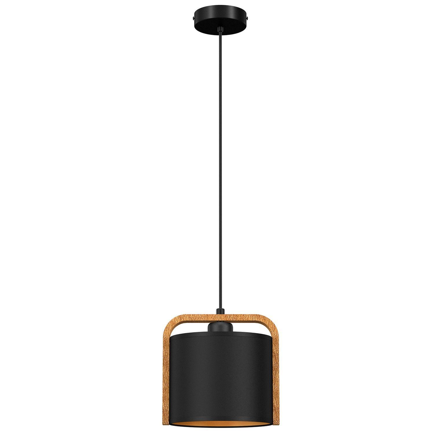 Licht-Erlebnisse Pendelleuchte JANKOLI, ohne Leuchtmittel, Metall E27 H: max. 120 cm Schwarz Natur rund Modern Hängelampe