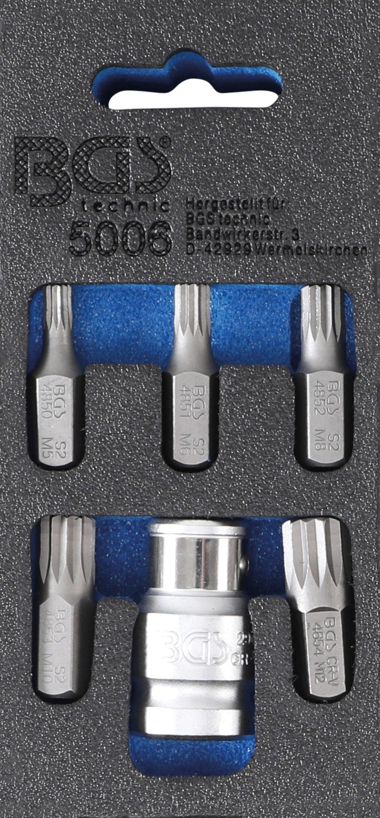 BGS technic Bit-Set Schraubendreher-Bit-Satz, Antrieb XZN), (3/8), Außensechskant Innenvielzahn (für 6-tlg. mm 10