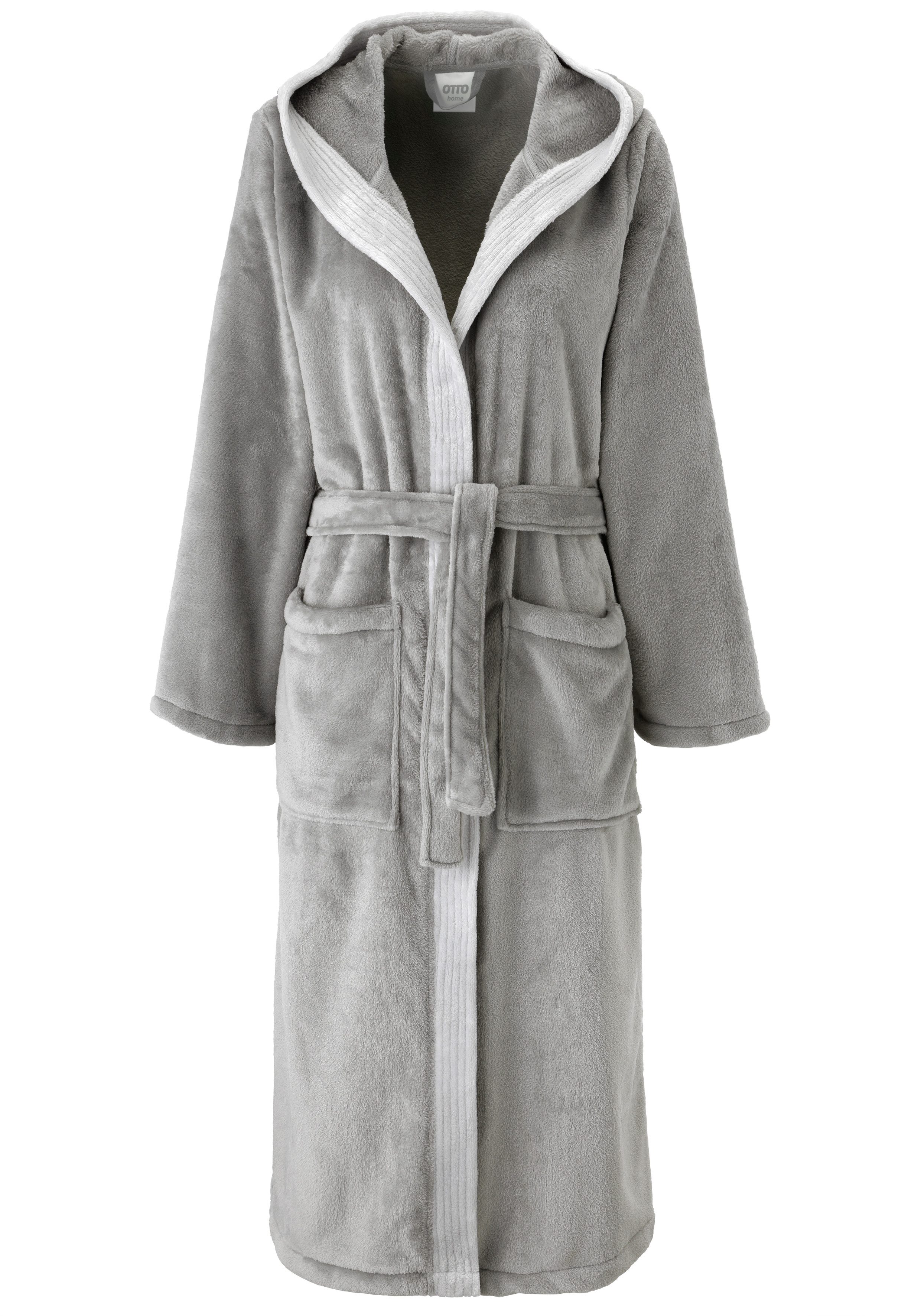 OTTO home Unisex-Bademantel Miia, ideal für Sauna, Spa & im Urlaub, Langform, Microfaser, Kapuze, Gürtel, weich und kuschelig, plüsch, für Damen und Herren, S-X – Bild 2 von 5