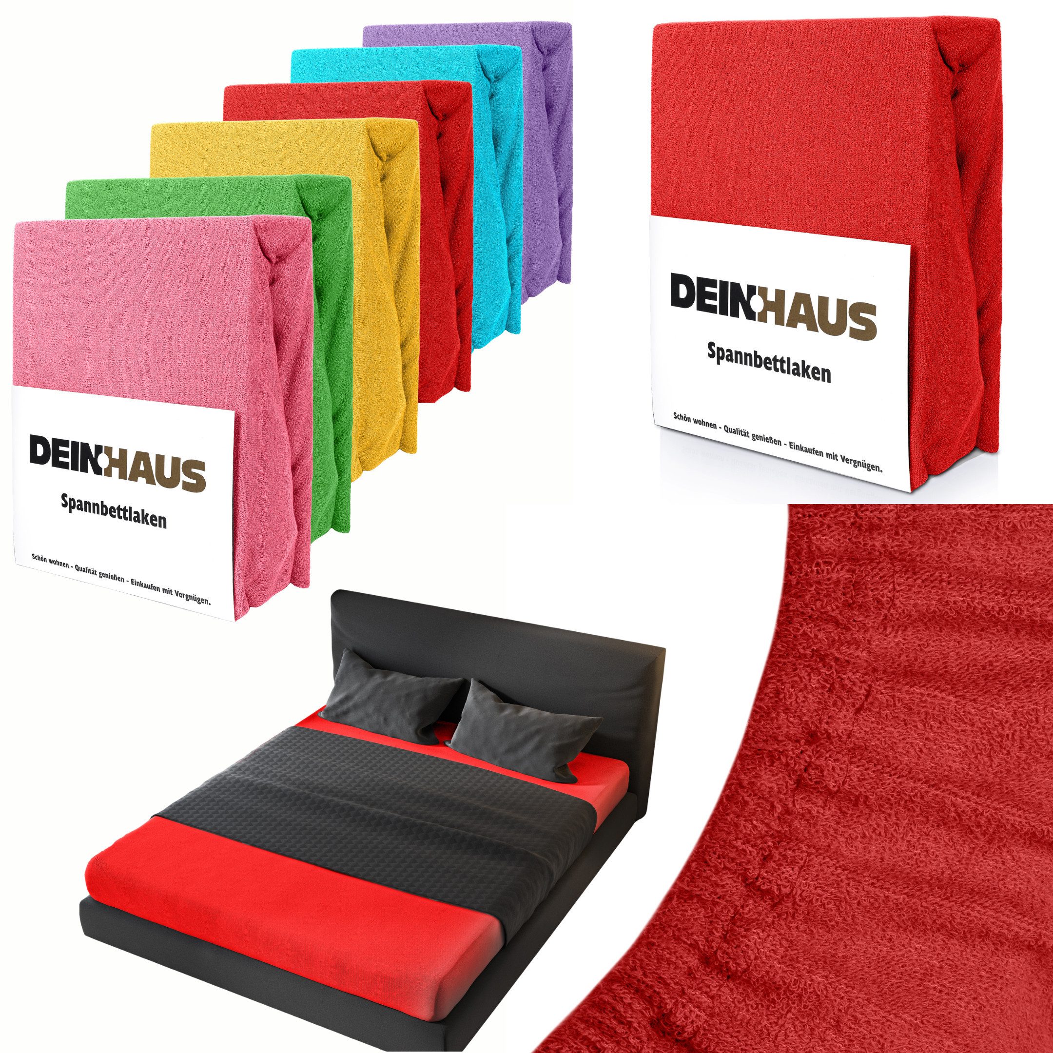 DH DEIN . HAUS Spannbettlaken Frottee SOFT, Baumwolle, Gummizug: rundum, (1 Stück), weich saugfähig atmungsaktiv Rundumgummi formstabil bis 20 cm