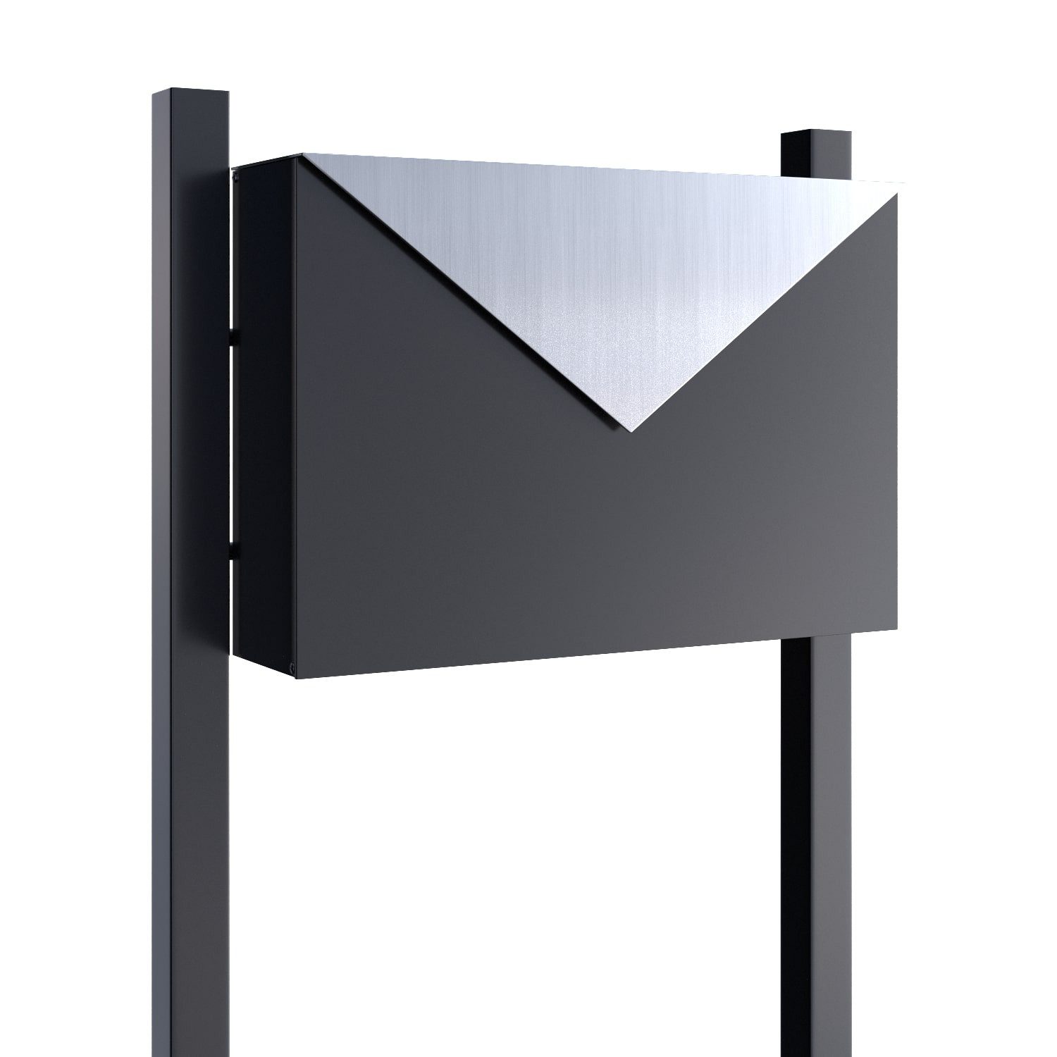 Bravios Standbriefkasten Standbriefkasten Letter in Schwarz mit Edelstahlklappe