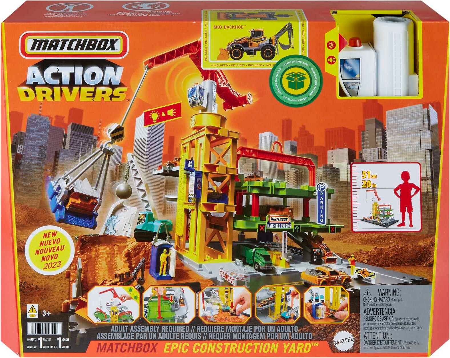 MATCHBOX Modellauto Action Drivers Riesen Baustelle Spielset, Maßstab 1:64