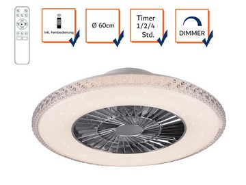 meineWunschleuchte LED Deckenleuchte, Dimmfunktion, Nachtlichtfunktion, LED fest integriert, Lichtfarbe einstellbar, Decken-ventilator-en mit Licht, Deckenlüfter Sternenhimmel, Ø60cm