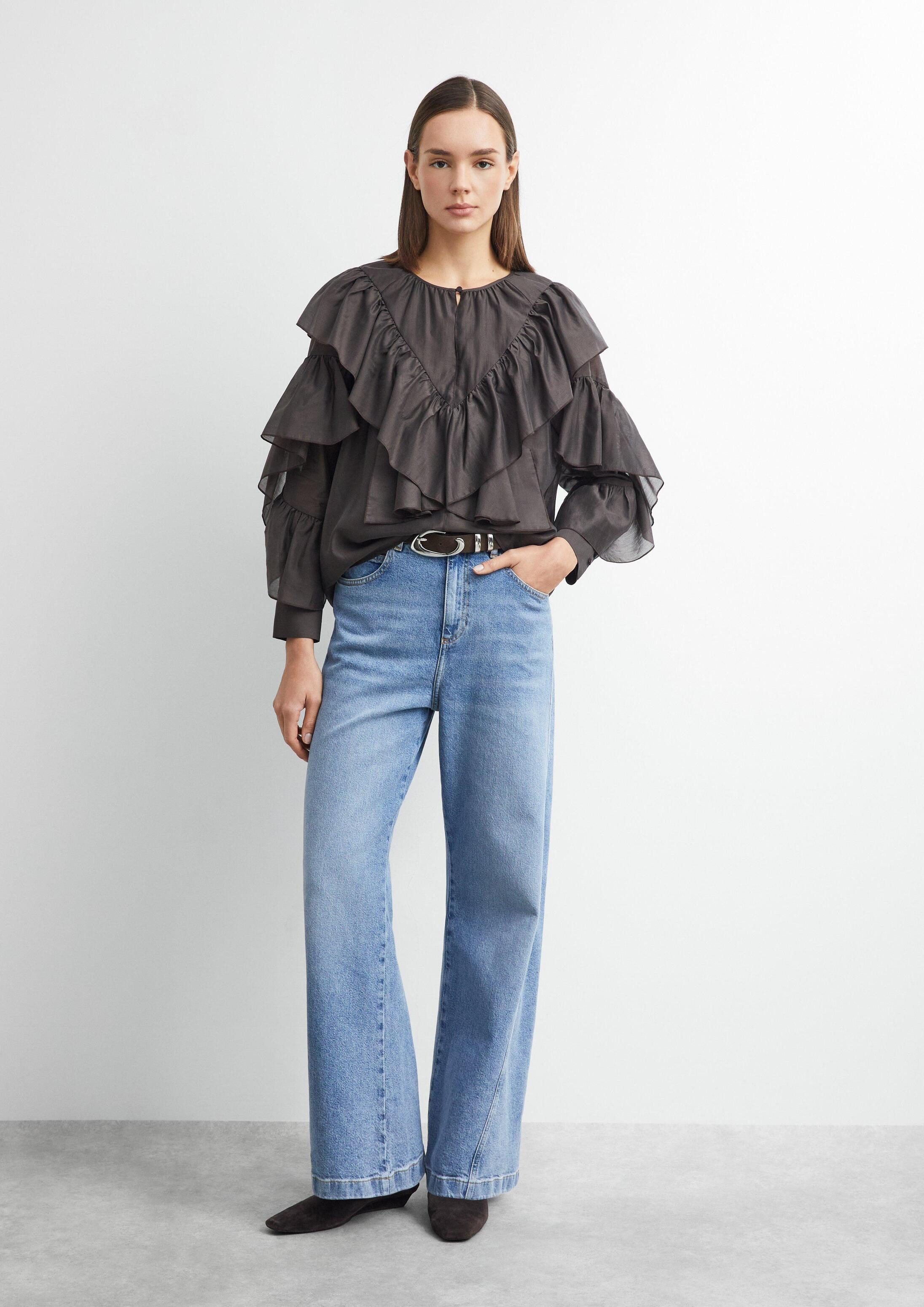 comma Weite Jeans Jeans-Hose ANNA - Wide Leg Jeans mit vorverlegter Naht