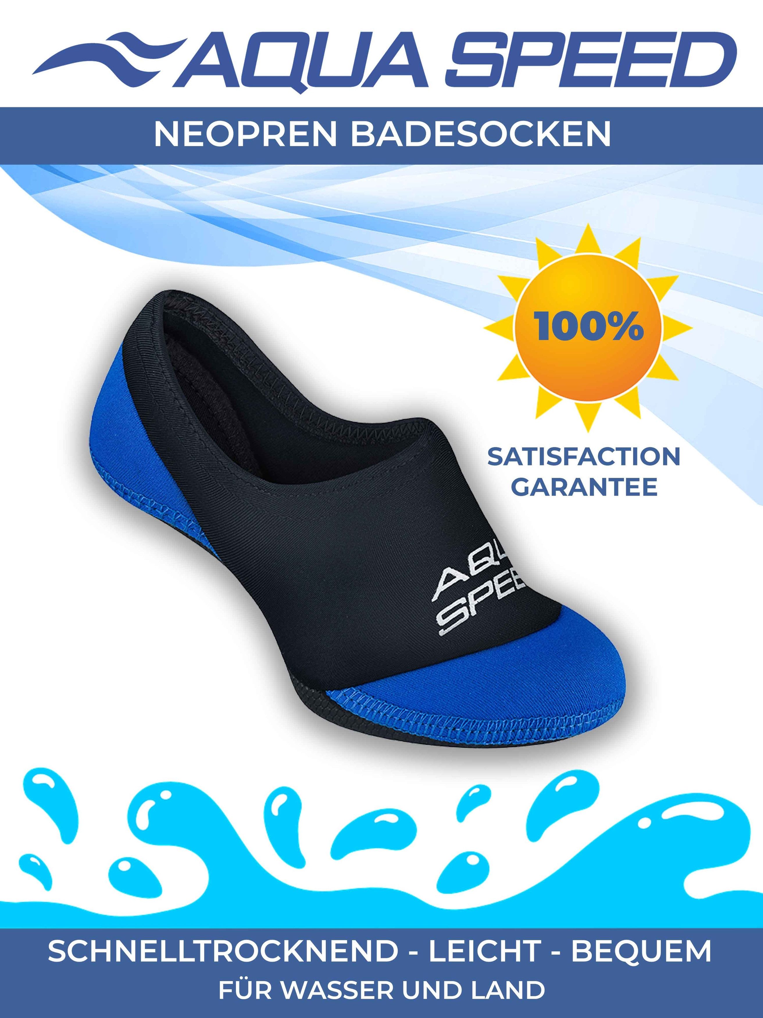 Aqua Speed Aqua-Schwimmsocken Kinder 36/37 – Wärmend & elastisch für Wasser Wasserschuh (Strandsocken mit flexiblem Sitz – wasserfest & schnelltrocknend, Neopren Wassersocken Schwimmaccessoires) Neopren-Socken in Blau – Bequem & sicherer Halt