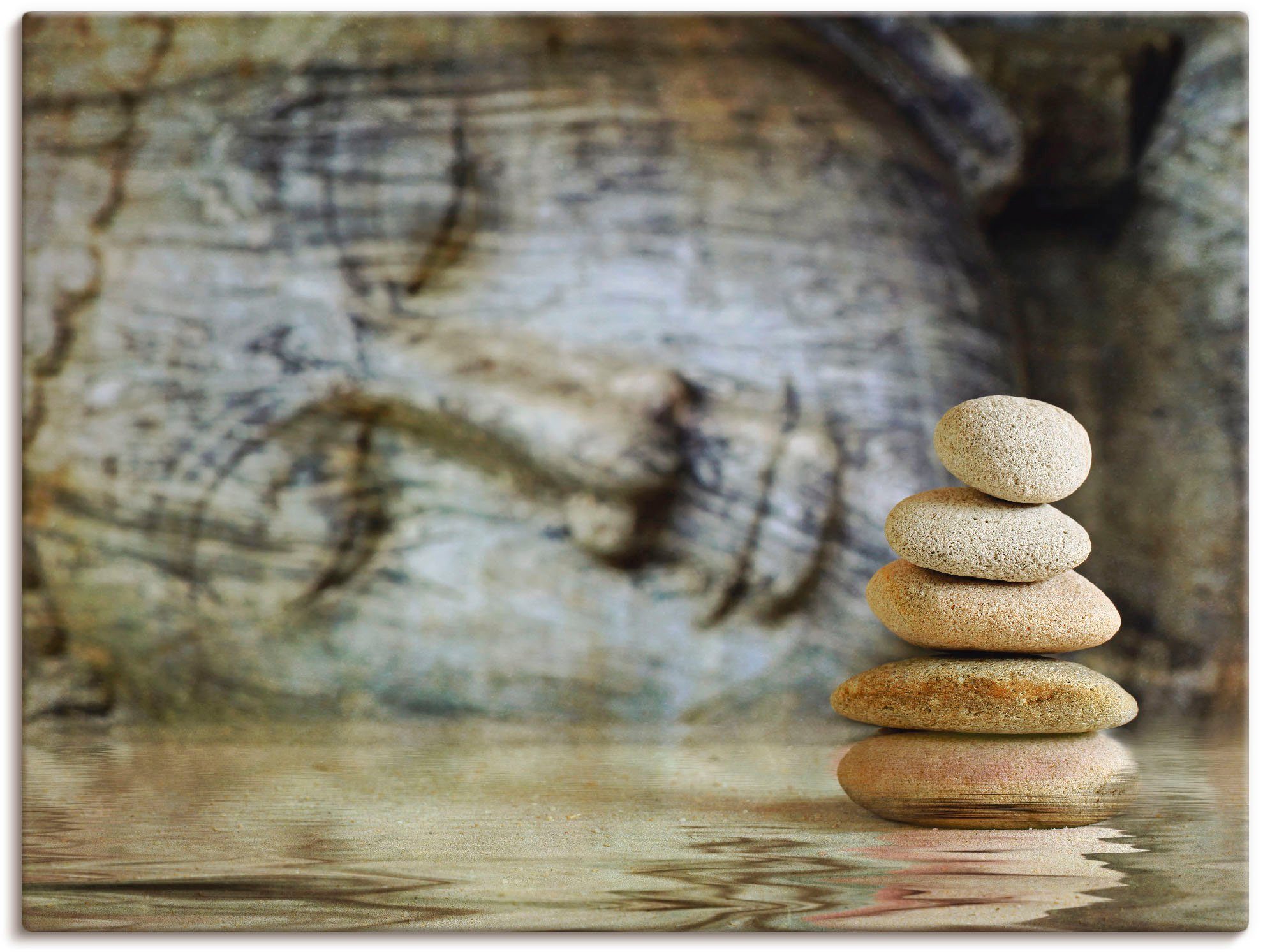Artland Leinwandbild Wassertempel, Zen (1 St), auf Holzrahmen gespannt