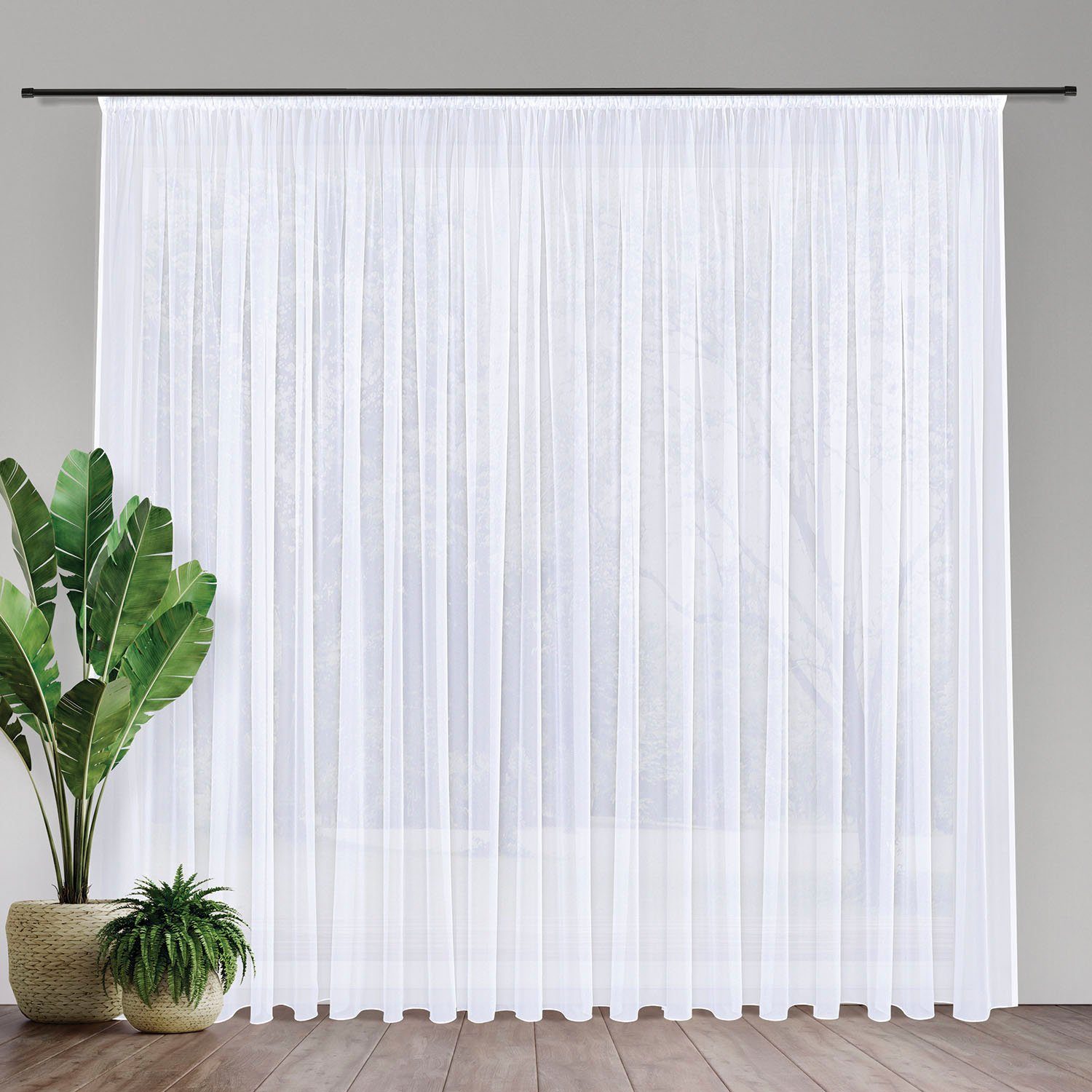 Gerster Gardine Laura (1 St), Smokband, transparent, Voile, Elegante Voile Grundware