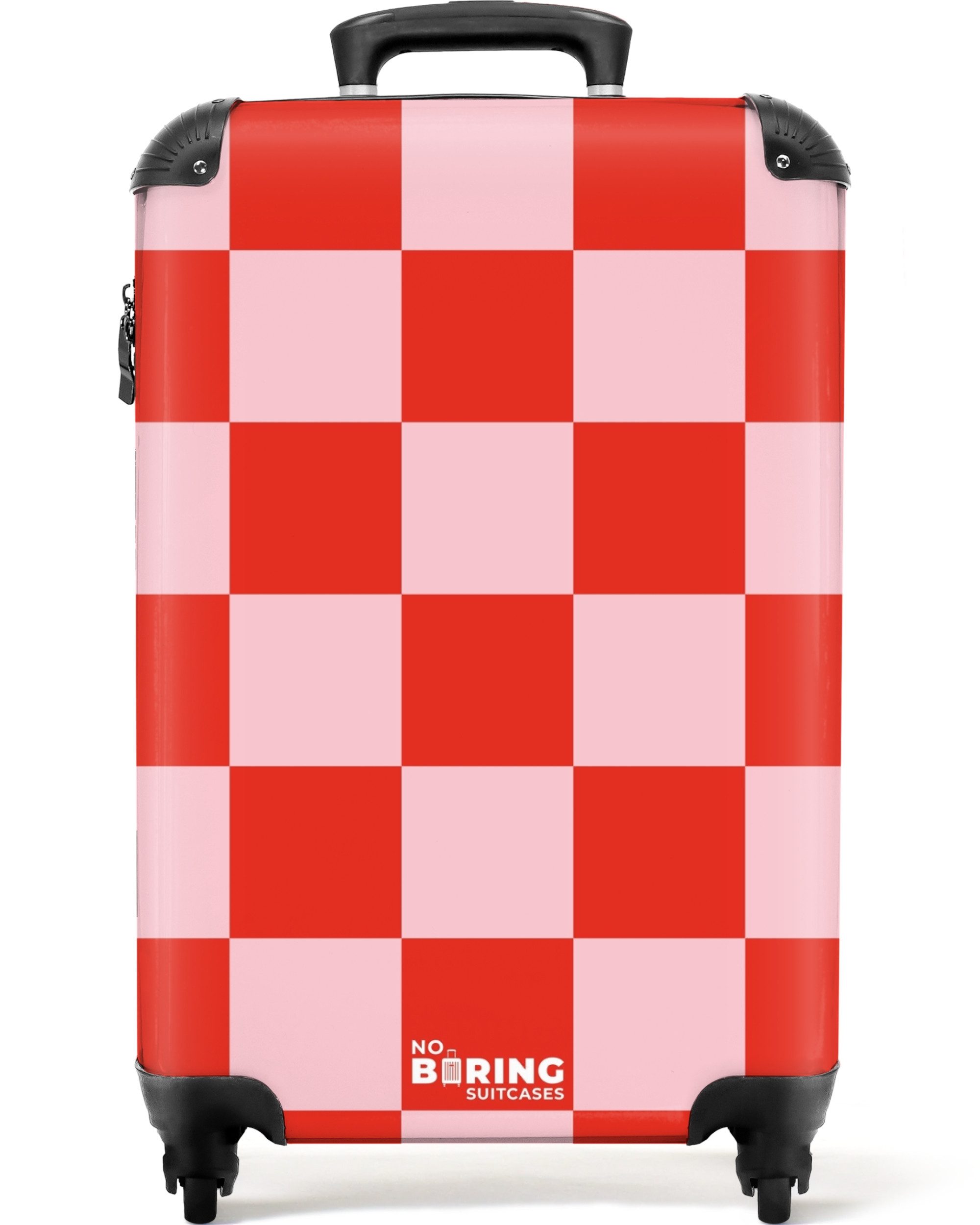 NoBoringSuitcases.com© Hartschalen-Trolley Rotes und rosa Schachbrettmuster günstig online kaufen