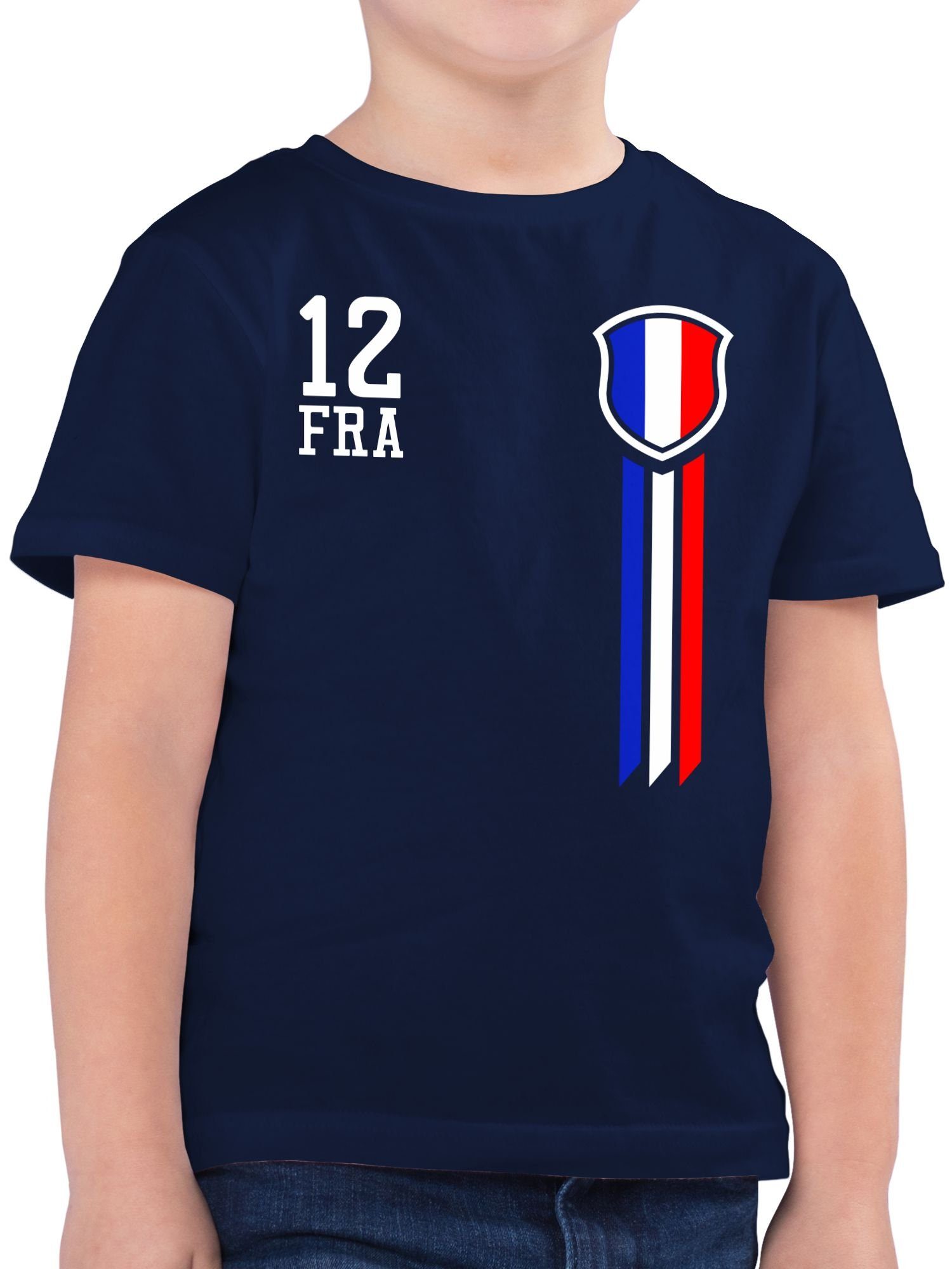 Shirtracer T-Shirt 12. Mann Frankreich Fanshirt Fussball EM 2024 Kinder 1 Dunkelblau