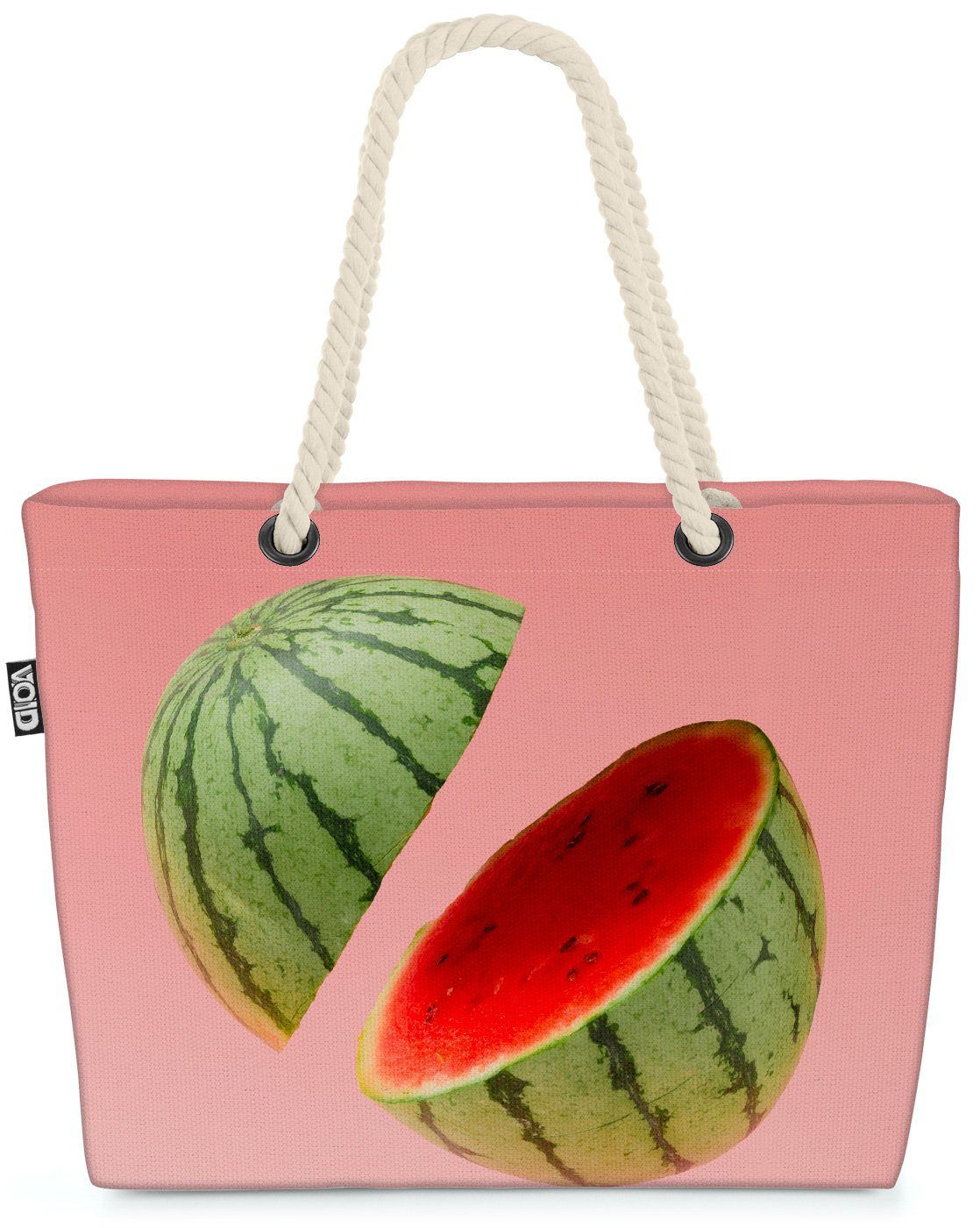 VOID Strandtasche Wassermelone (1-tlg), Früchte Küche Frucht Kochen Essen Pink Beach Obst Gesund Bag