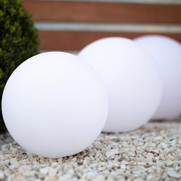 Licht-Trend Gartenleuchte Akku LED-Kugellampe Globe 50cm mit App-Steuerung Weiß