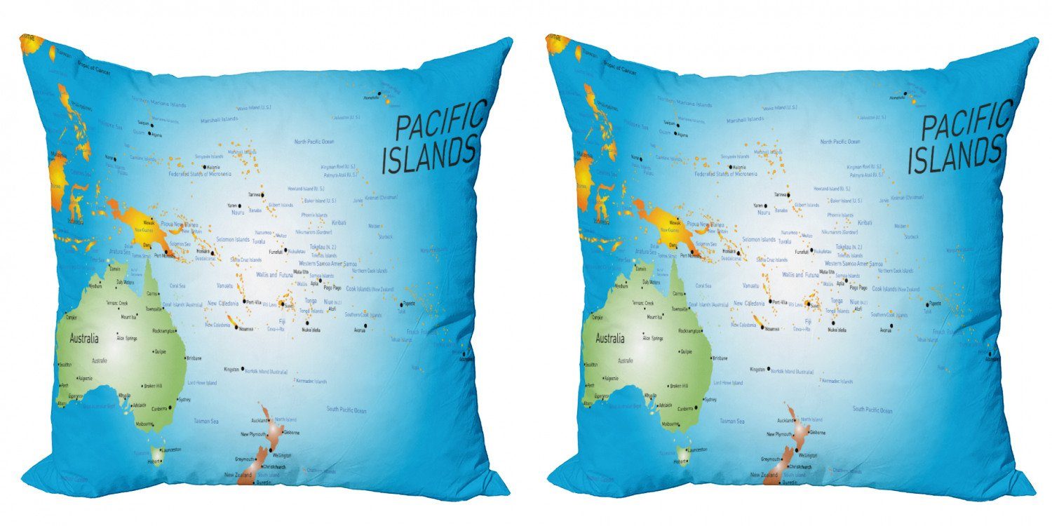 Kissenbezüge Modern Accent Doppelseitiger Digitaldruck, Abakuhaus (2 Stück), Karte Pazifikinseln Informativ