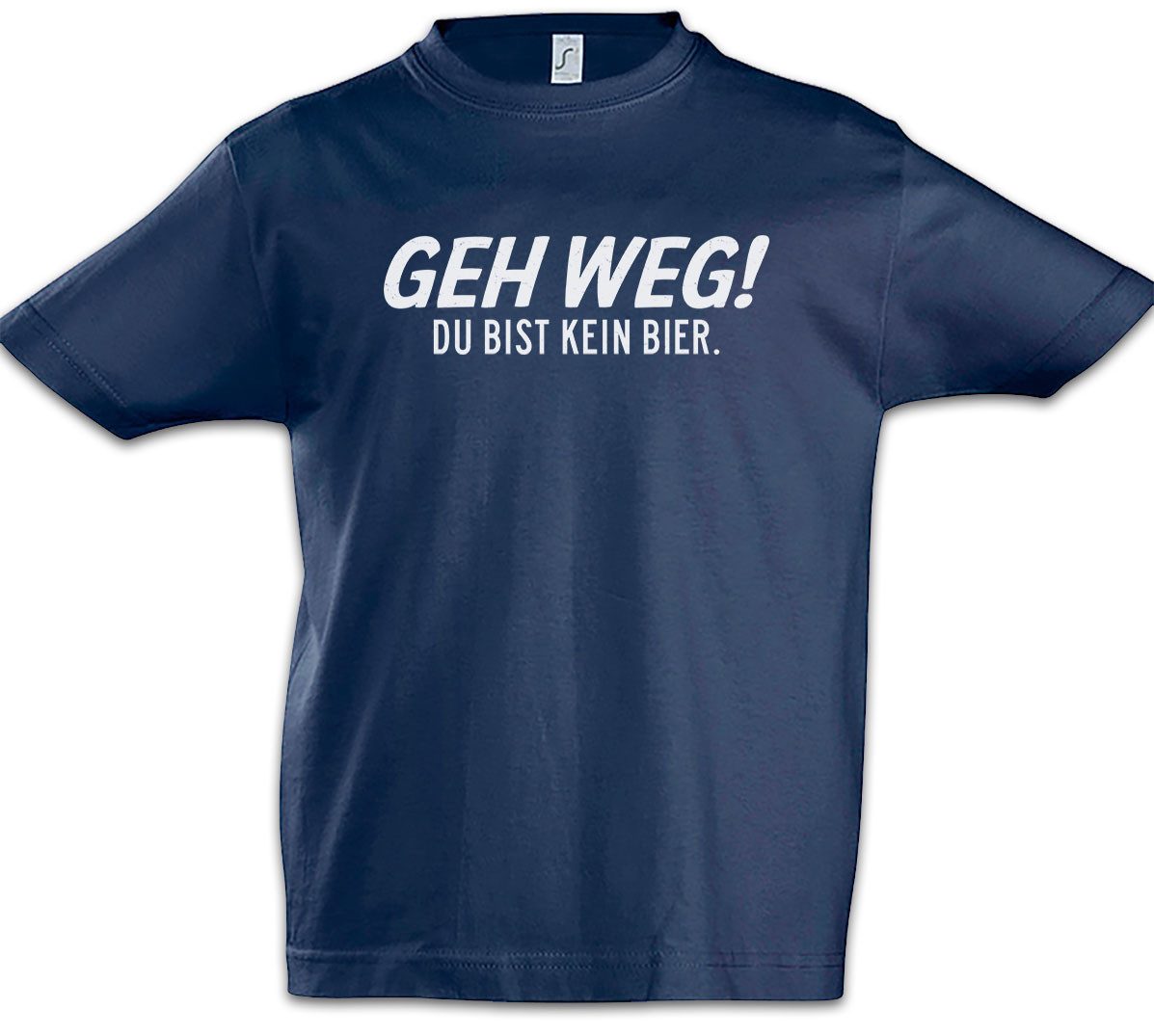 Urban Backwoods Print-Shirt Geh weg! Du bist kein Bier. Kinder T-Shirt Beer Party Kostüm Fasching (1-tlg) Karneval Verkleidung Fastnacht Fassenacht Faschings-Shirt