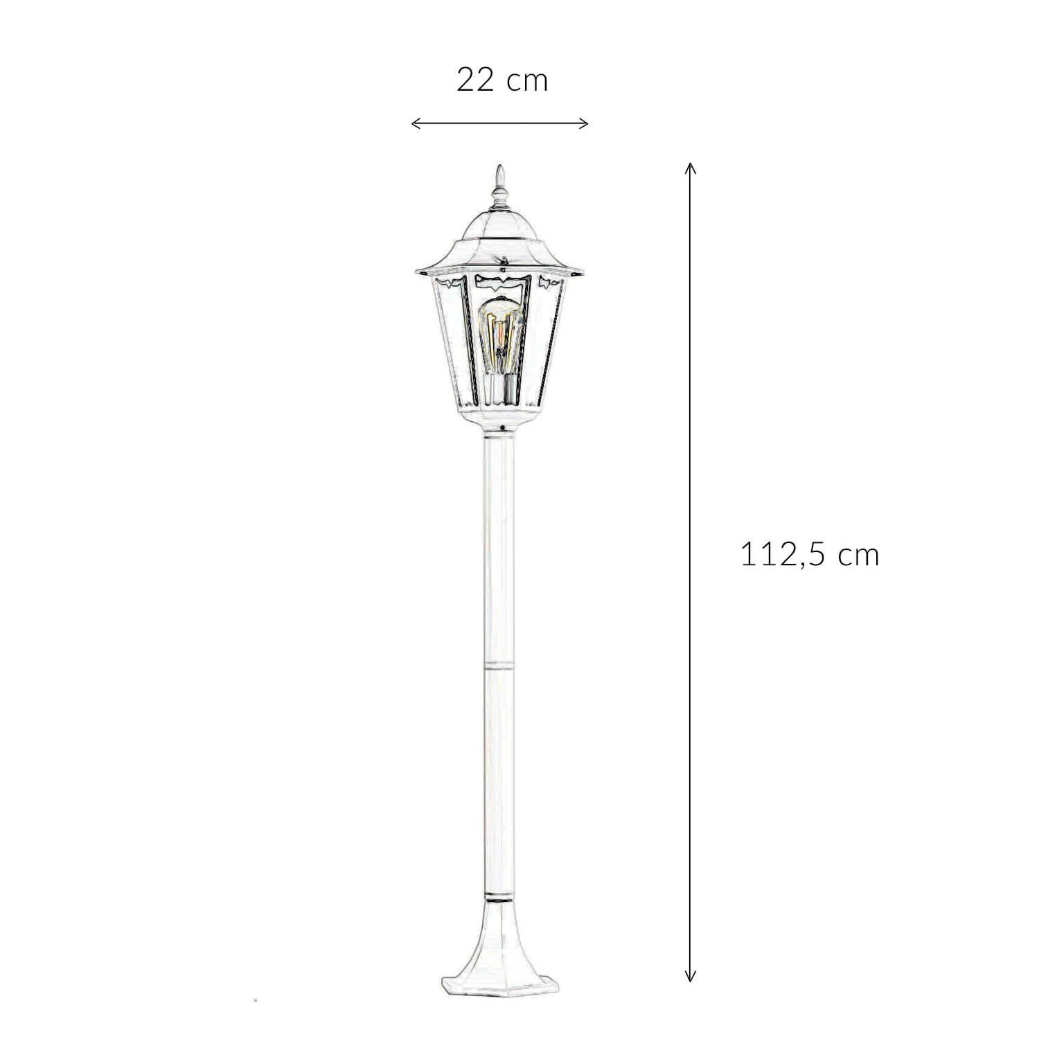 Licht-Erlebnisse Außen-Stehlampe BRISTOL, Leuchtmittel, Stehlampe Wegeleuchte Glas Rustikal Aluminium ohne cm 113 Weiß IP44 E27