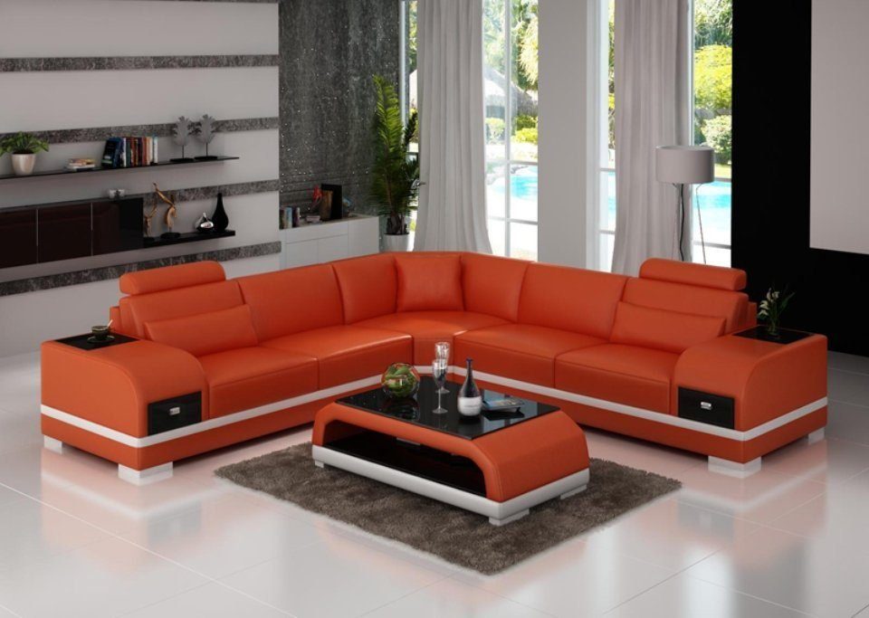 JVmoebel Ecksofa, Sofa Wohnlandschaft Ledersofa Ecksofa Eck Couch Design Modern