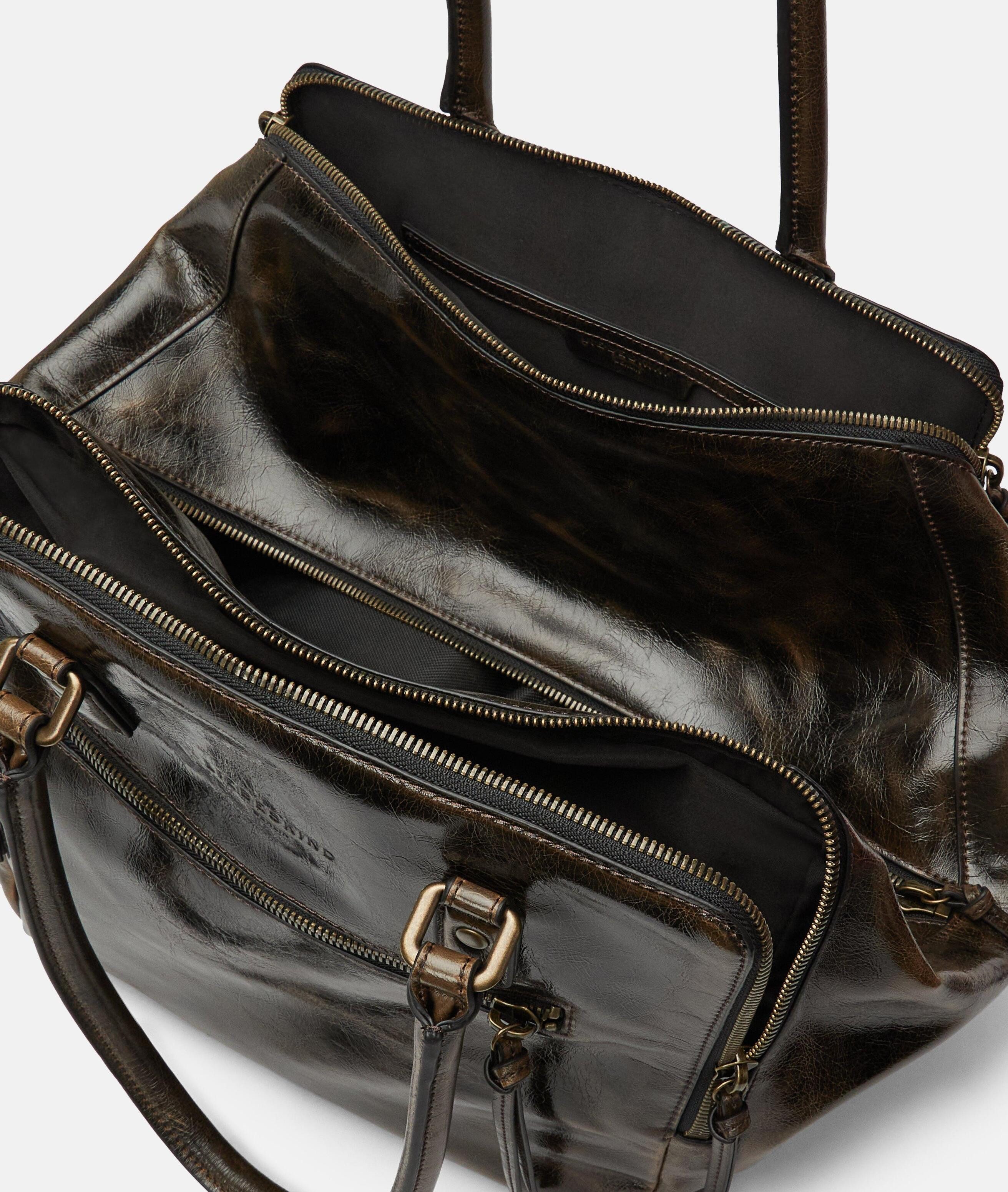 Liebeskind Berlin Schultertasche Archive Original Kayla Satchel L, Große Schultertasche in Lacklederoptik mit glossy Finish