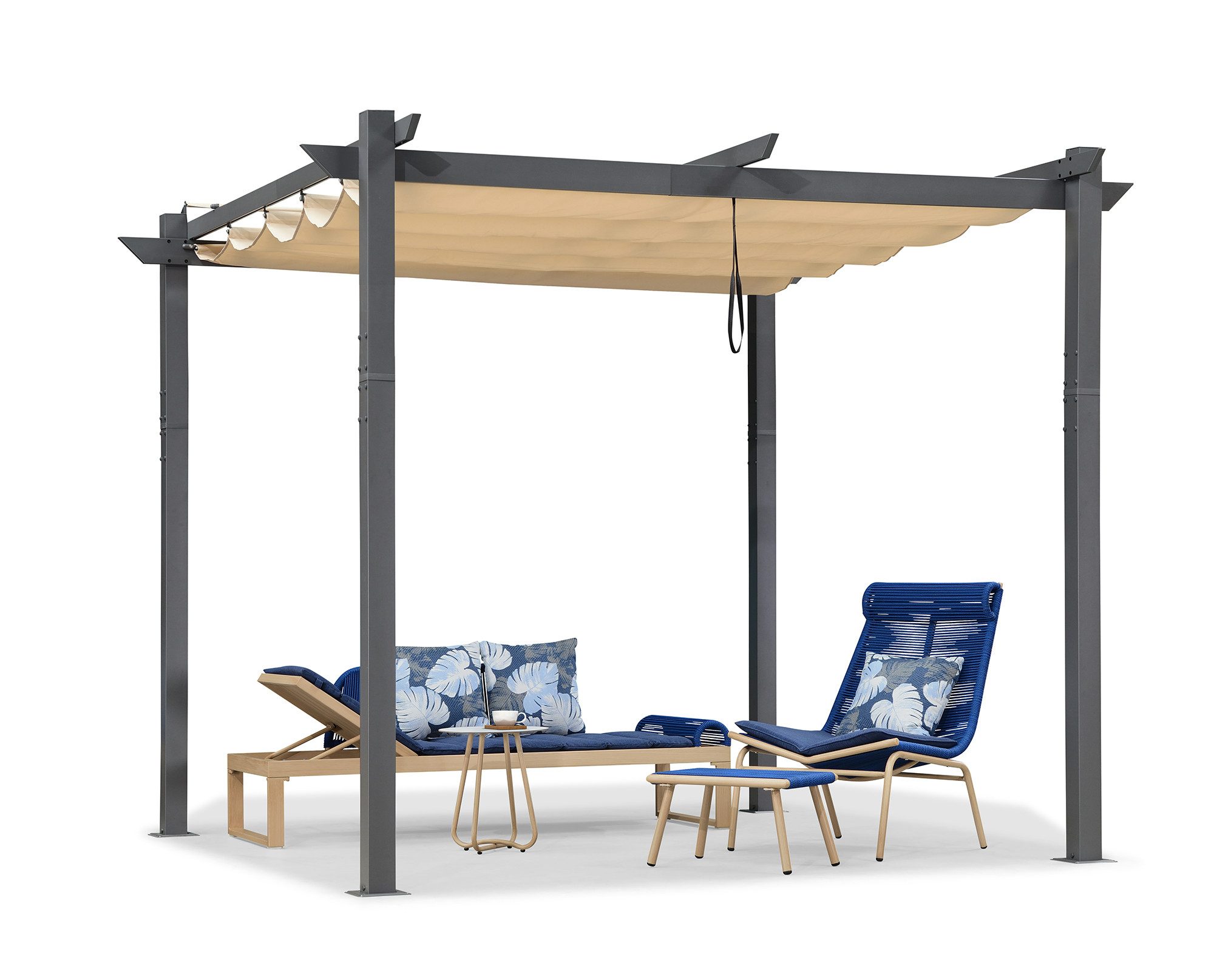 PURPLE LEAF Pergola 3 x 4 m Pavillon mit Schiebedach Aluminium Wasserdicht, UV-Schutz, BxTxH: 300x300x245 cm, (Komplettes Set, 1Pergola), Gartenpavillon Stabil & Winterfest, Terrasse, Balkon