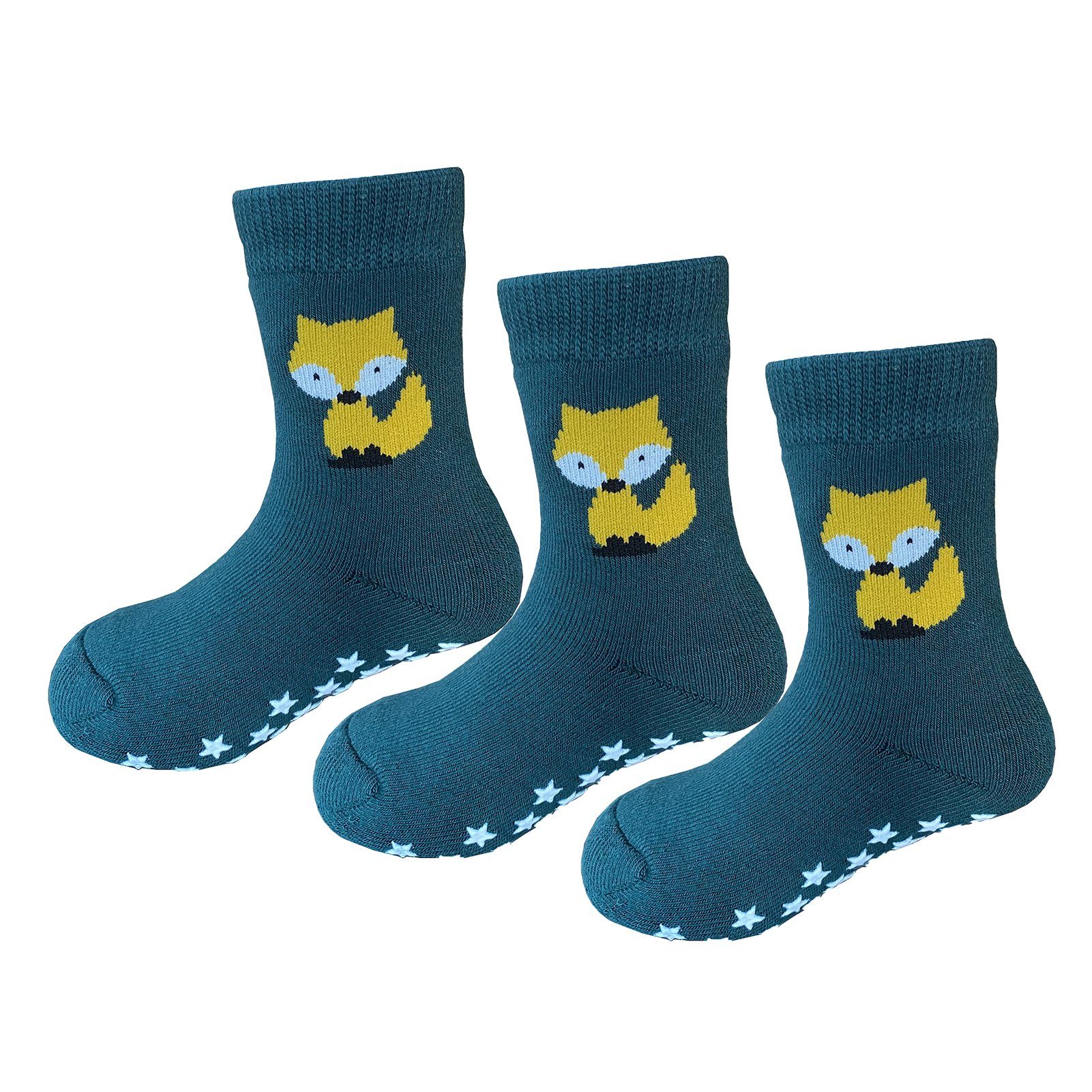 Yalion Langsocken Kinder Baby socken (3 Paar) Anti Rutsch Socken für Jungen Mädchen (Set, 3-Paar, 3 Paar) Rutschfeste Sternen-Noppen