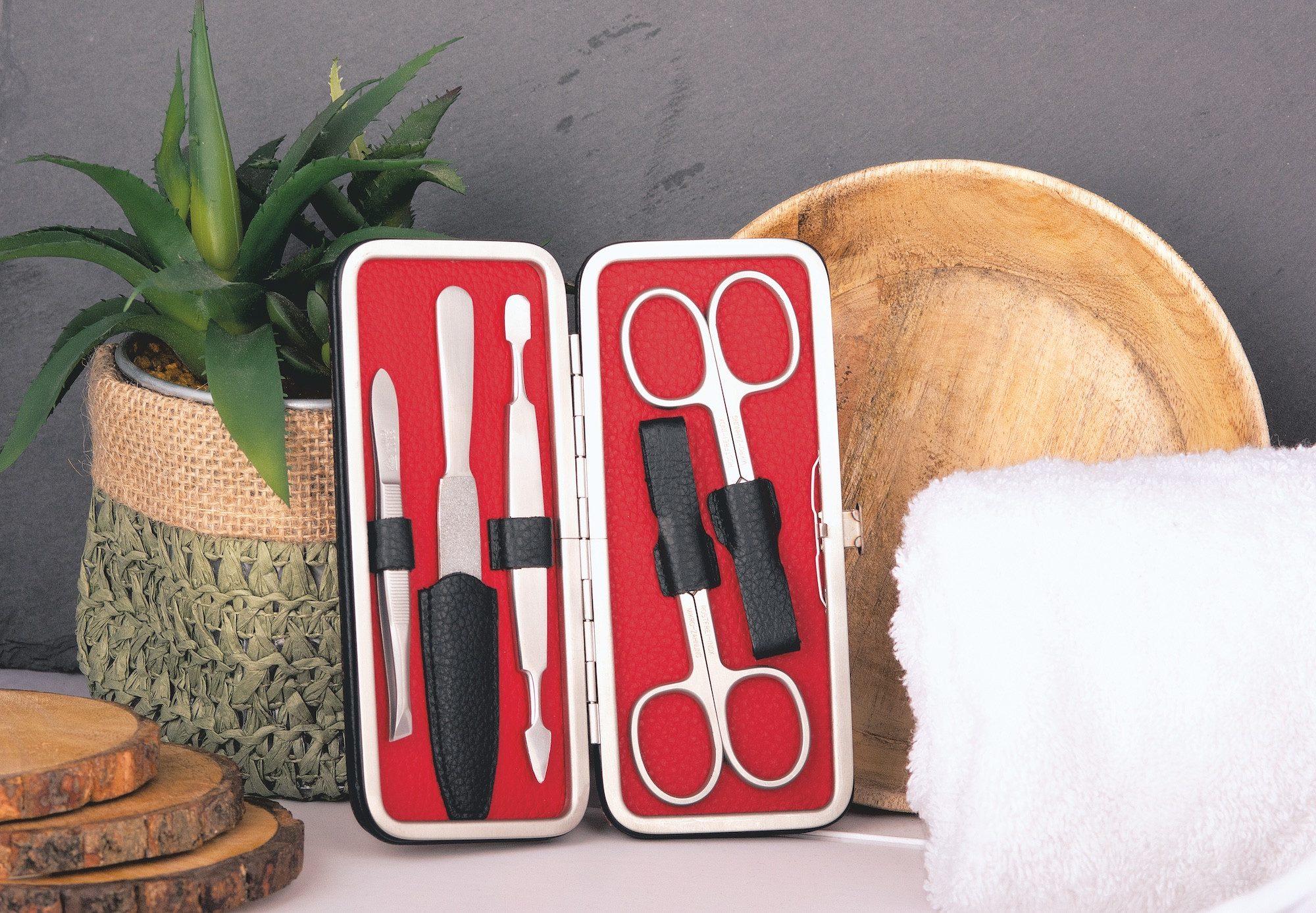 ERBE Maniküre-Etui Colorado, 5 tlg., Echtleder, Kontrastnähte, Druckknopfve günstig online kaufen