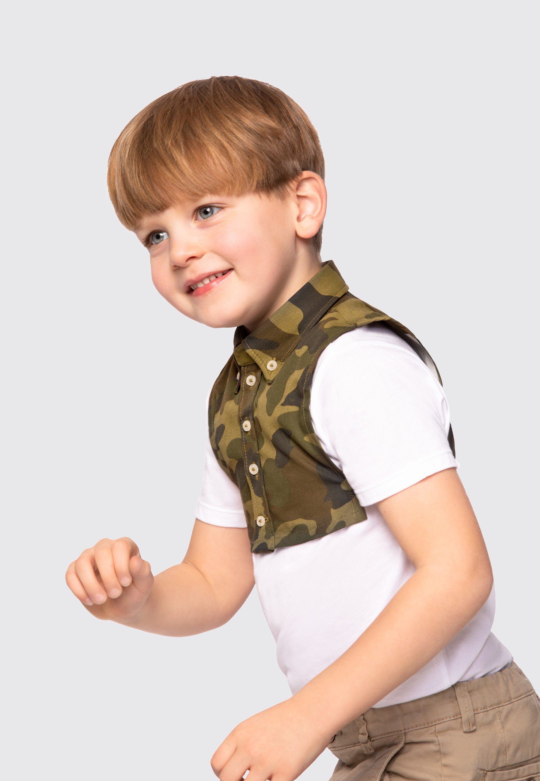 Kragnart Einsteckkragen Modischer Krageneinsatz für Kinder - Emil-Kragen, Hochwertiger Hemdkragen Einsatz für Kinder, Hergestellt in Europa Gruen-Camouflage