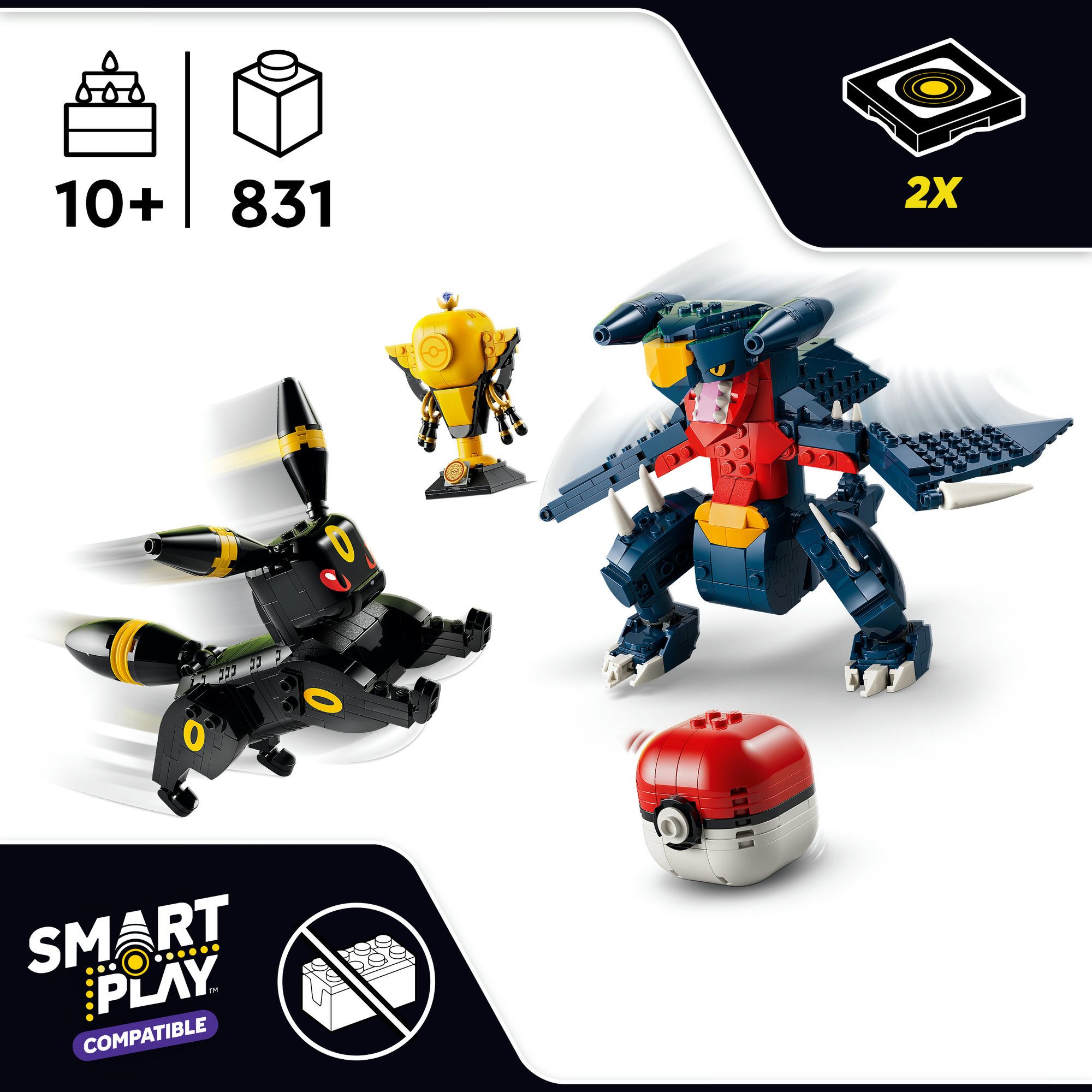 LEGO® SMART Play™ Nachtaras und Knakracks Duell um die (72165) Konstruktionsspielsteine, (831 St), Meisterschaft, LEGO Pokémon; Mit SMART Brick kombatibel (nicht enth)