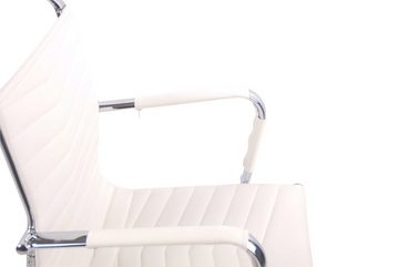 TPFLiving Bürostuhl Burma mit bequemer großer Rückenlehne und elegantem Holzrahmen (Schreibtischstuhl, Drehstuhl, Chefsessel, Bürostuhl XXL), Gestell: Metall chrom - Sitzfläche: Kunstleder weiß