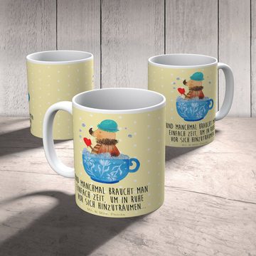 Mr. & Mrs. Panda Tasse Nachtfalter Schaumbad - Gelb Pastell - Geschenk, Kaffeetasse, Badezim, Keramik, Brillante Bedruckung