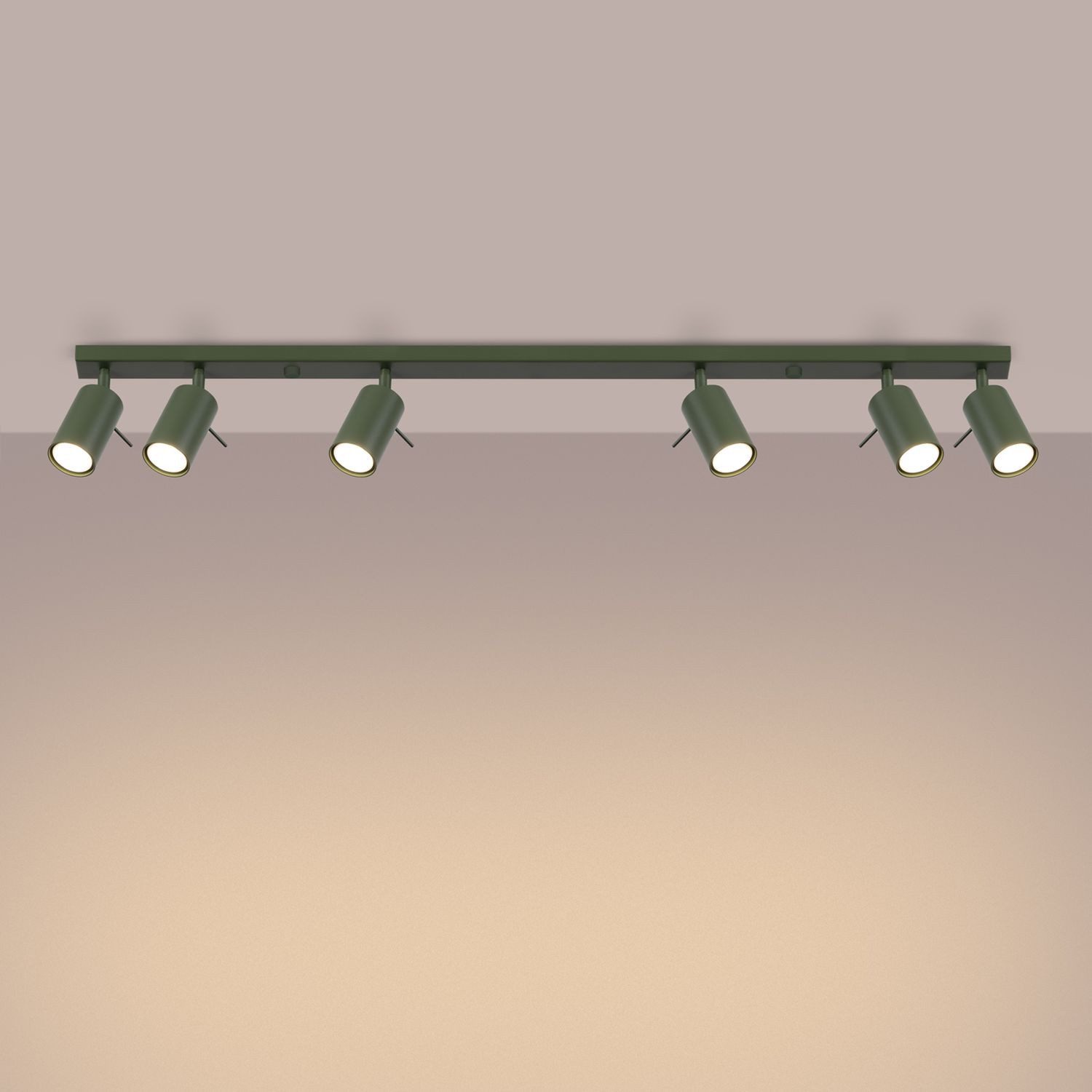Licht-Erlebnisse Deckenstrahler ETNA, ohne Leuchtmittel, Metall GU10 verstellbar Olivgrün länglich Modern