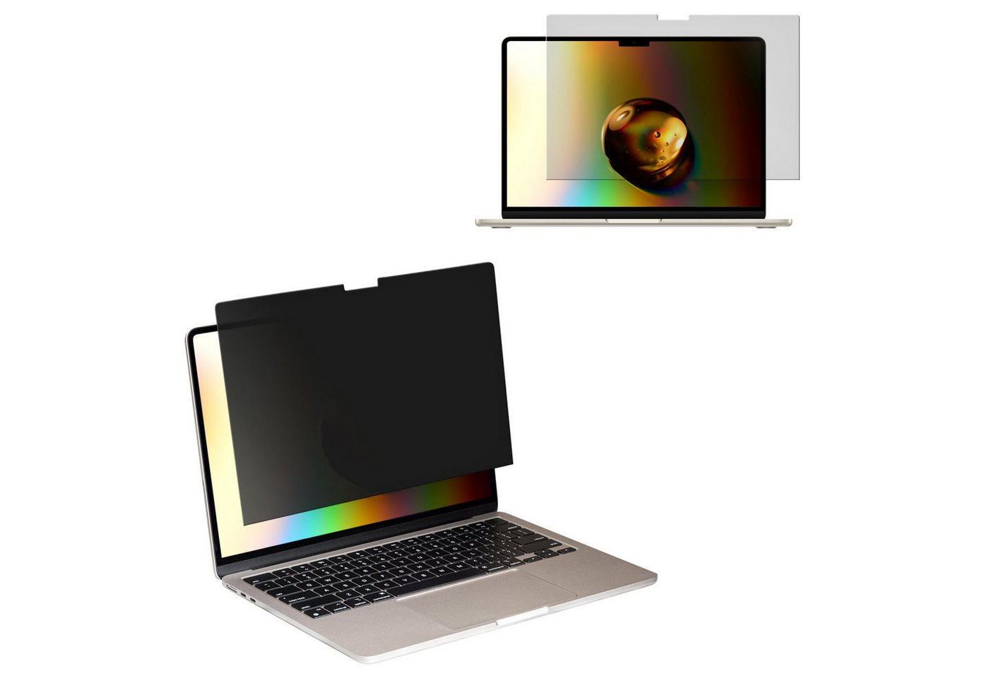 kwmobile Schutz-Set Folie für Apple MacBook Air 13" 2018 2019 2020 A1932, Sichtschutzfolie - Blickschutzfolie Privacy Screen - Anti Spy Folie