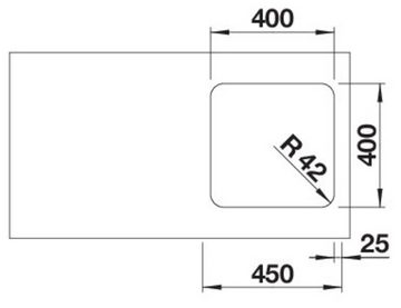 Blanco Edelstahlspüle SOLIS 400-U, eckig, 44/44 cm, (1 St), zum wechselseitigen Einbau geeignet
