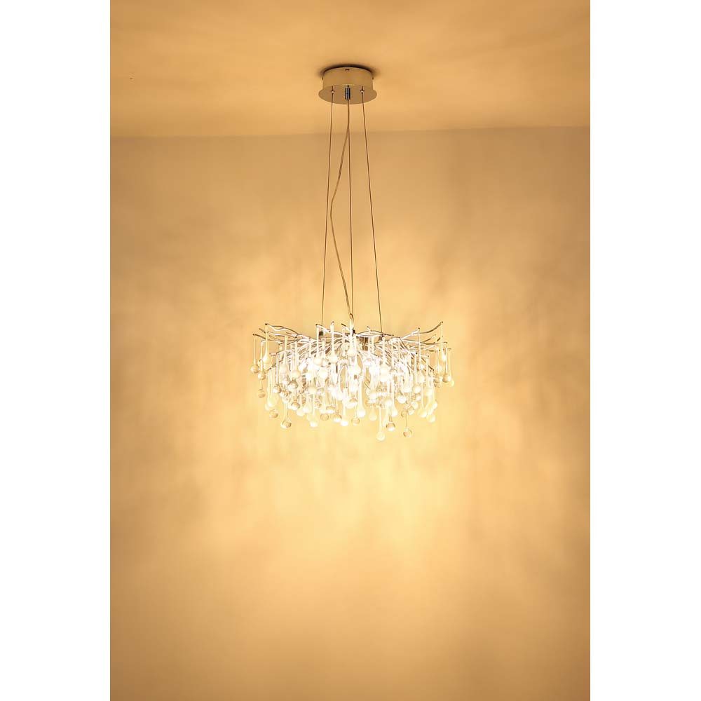 GLOBO LIGHTING Kronleuchter, Leuchtmittel nicht inklusive, Kronleuchter Hängeleuchte Metall verchromt Glaskristalle H 150 cm