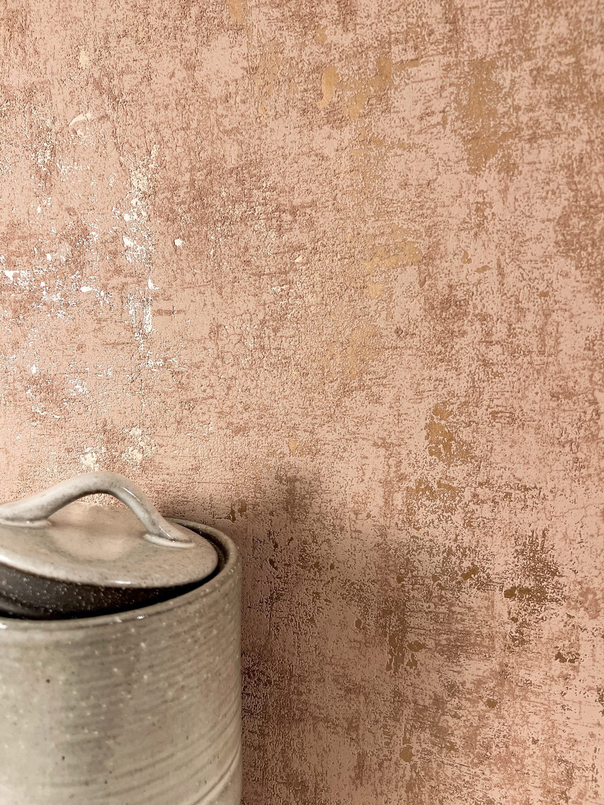 Newroom Vliestapete Kiba Beige Tapete Betonwand Beton,Zement,Metallic, Betonoptik