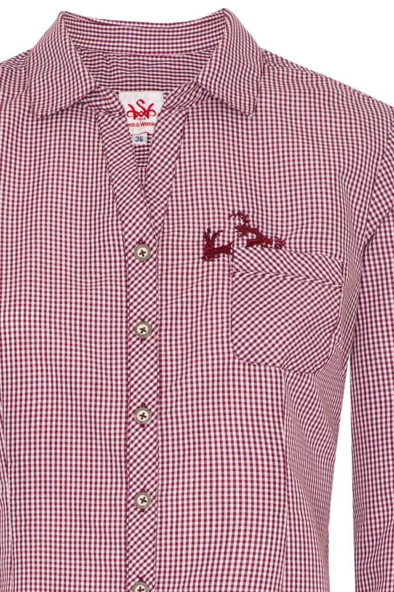 Spieth & Wensky Trachtenbluse Trachtenbluse - PÜNKTCHEN - dunkelrot, dunkel günstig online kaufen