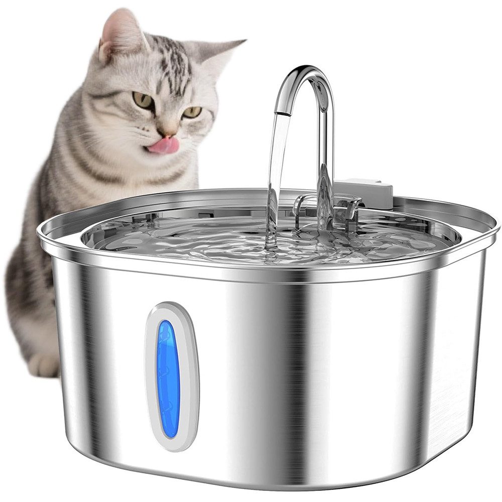 Ledander Питні фонтанчики 3,2L Питні фонтанчики mit Wasserstandsanzeige,Katzenbrunnen aus Edelstahl, leiser Pumpe,Wasserhahn-Design,Wasser-Spender für Hunde