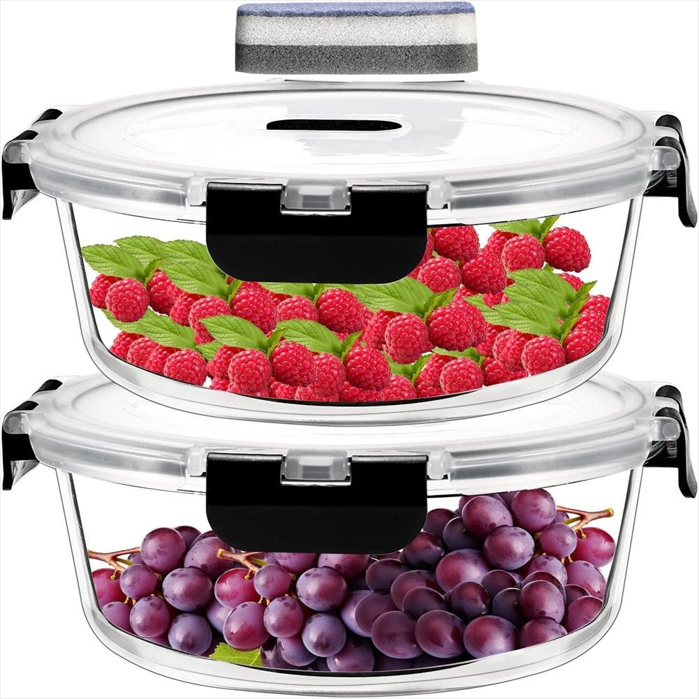 KingLux Frischhaltedose 2 Stück Glasbehälter Mit Deckel 620ML, Банки для хранения Glas, Glas, (2-tlg)