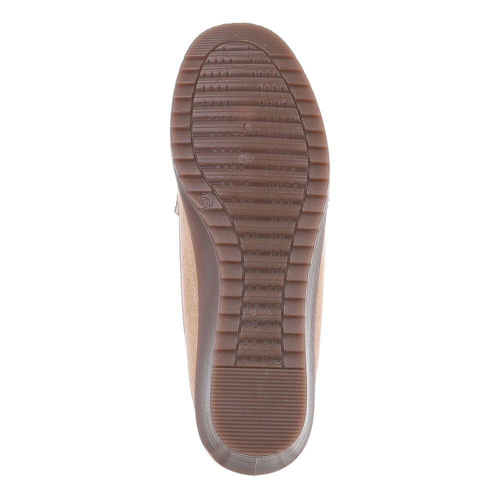 Ital-Design Damen Mokassins Freizeit Slipper (87214399) Keilabsatz/Wedge Mokassins in Hellbraun
