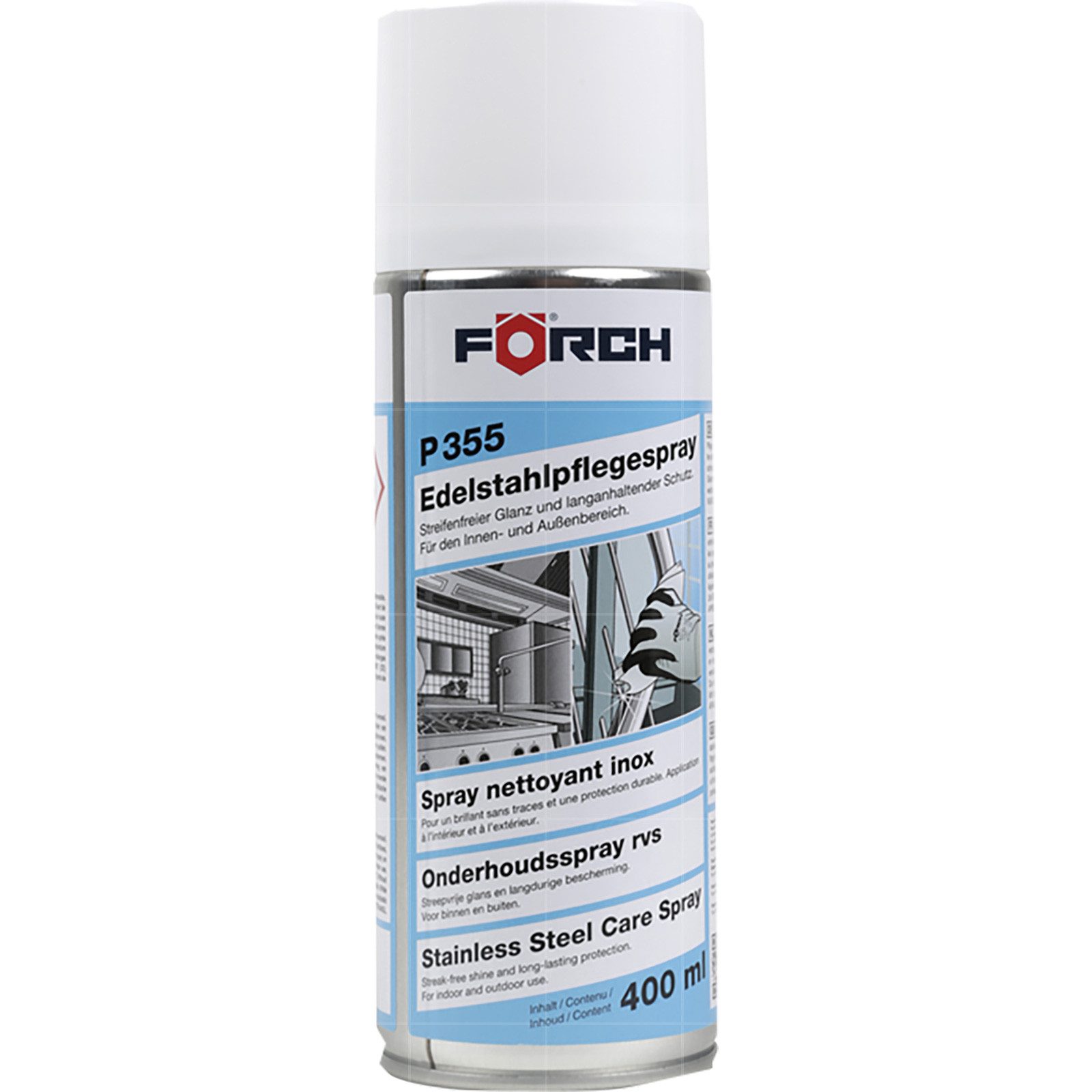 FÖRCH Edelstahlpflegespray P355 - 0.4 Ltr Edelstahlreiniger