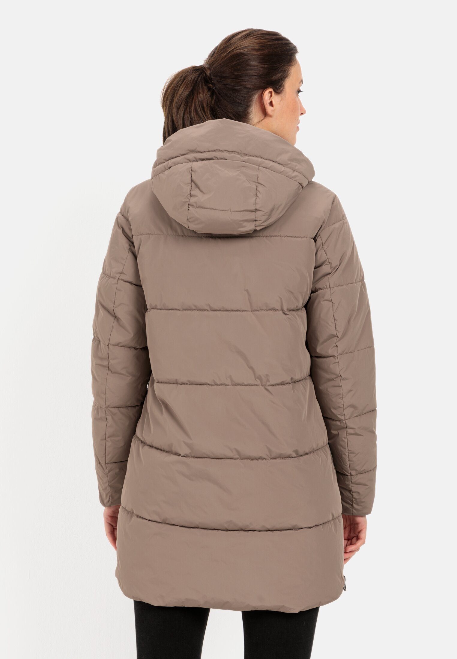 camel active Steppmantel aus recyceltem Polyester Langarm Kordelzug